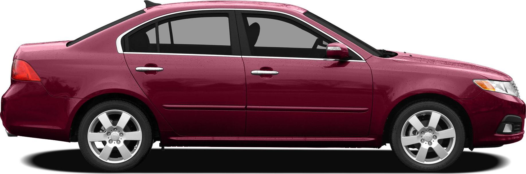 Side profile of 2008 mid-size sedan with alloy wheels