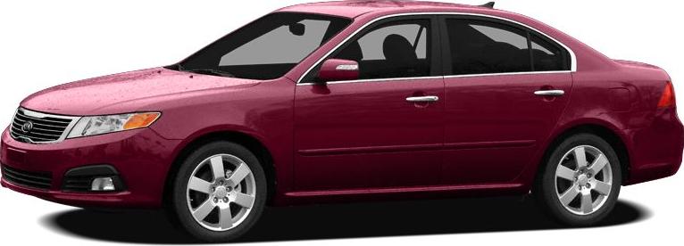 Side profile of a mid-size sedan in dark red color.
