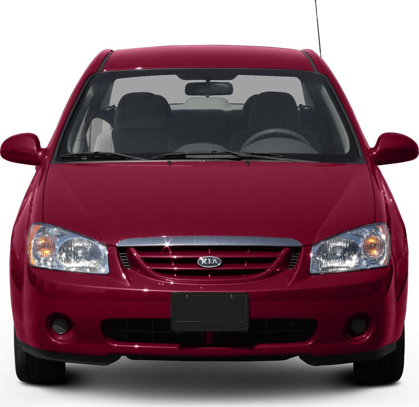 Front view of a compact sedan with headlights, grille, and fog lights