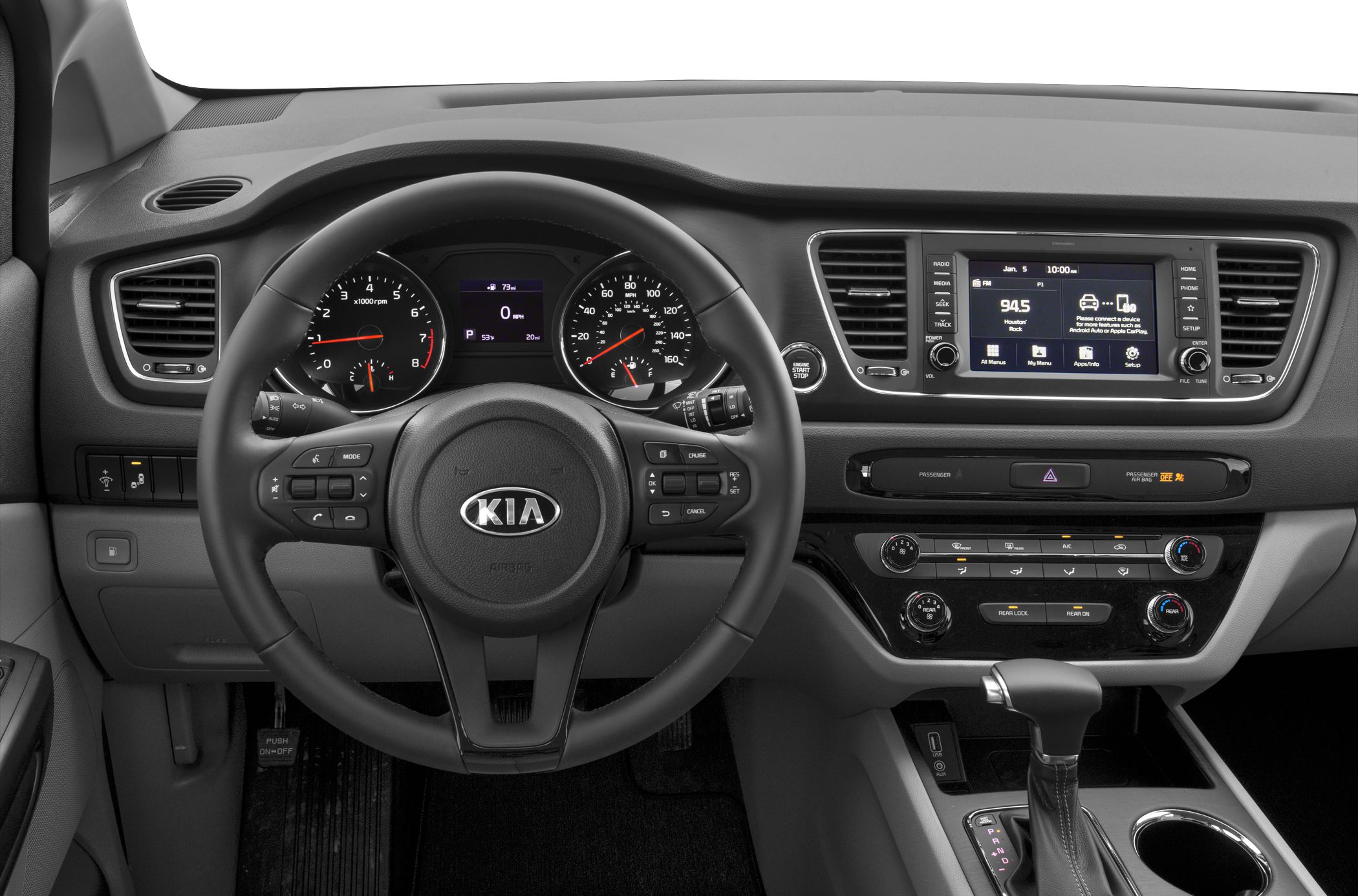 Dashboard, touchscreen infotainment, multifunction steering wheel