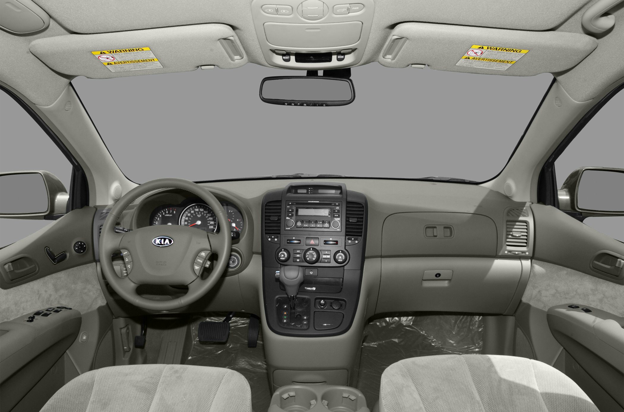 Dashboard view with steering wheel and center console