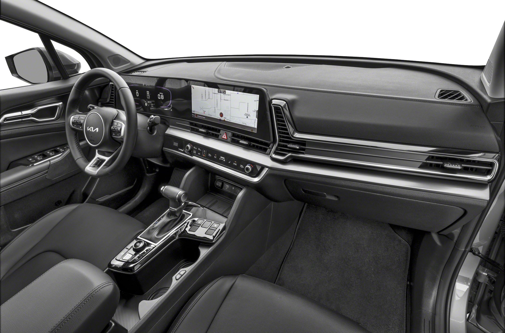 Digital dashboard and center console with touchscreen infotainment