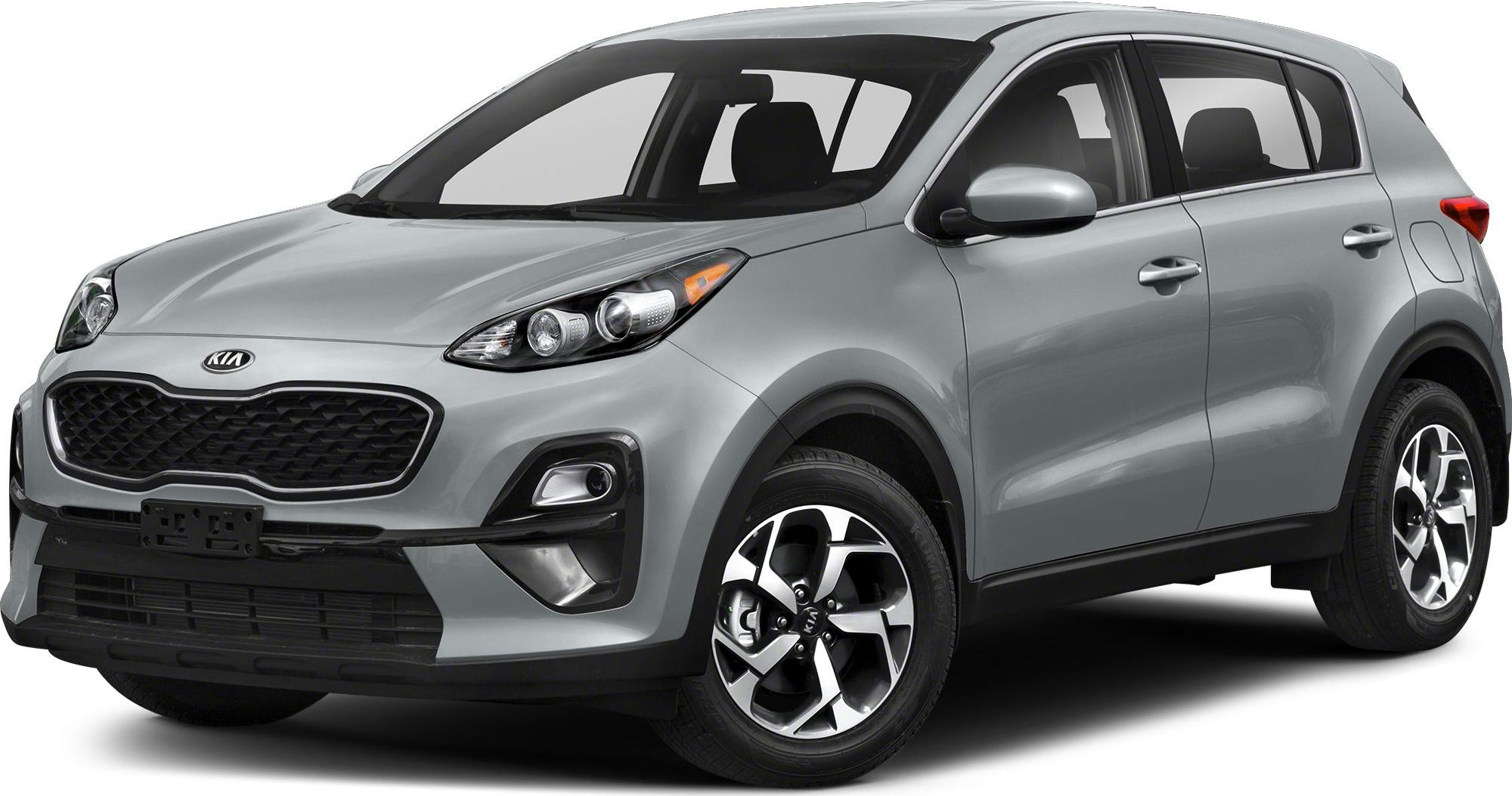 Front and side view of modern crossover SUV with distinctive grille and alloy wheels