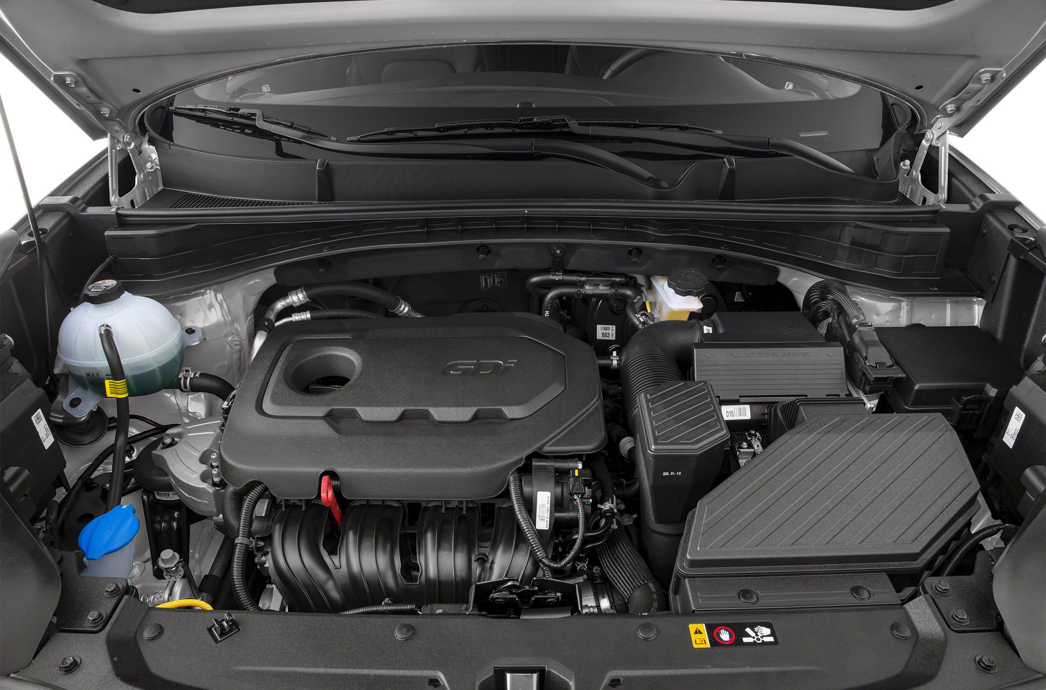 Engine bay showing GDI system and related components under the hood