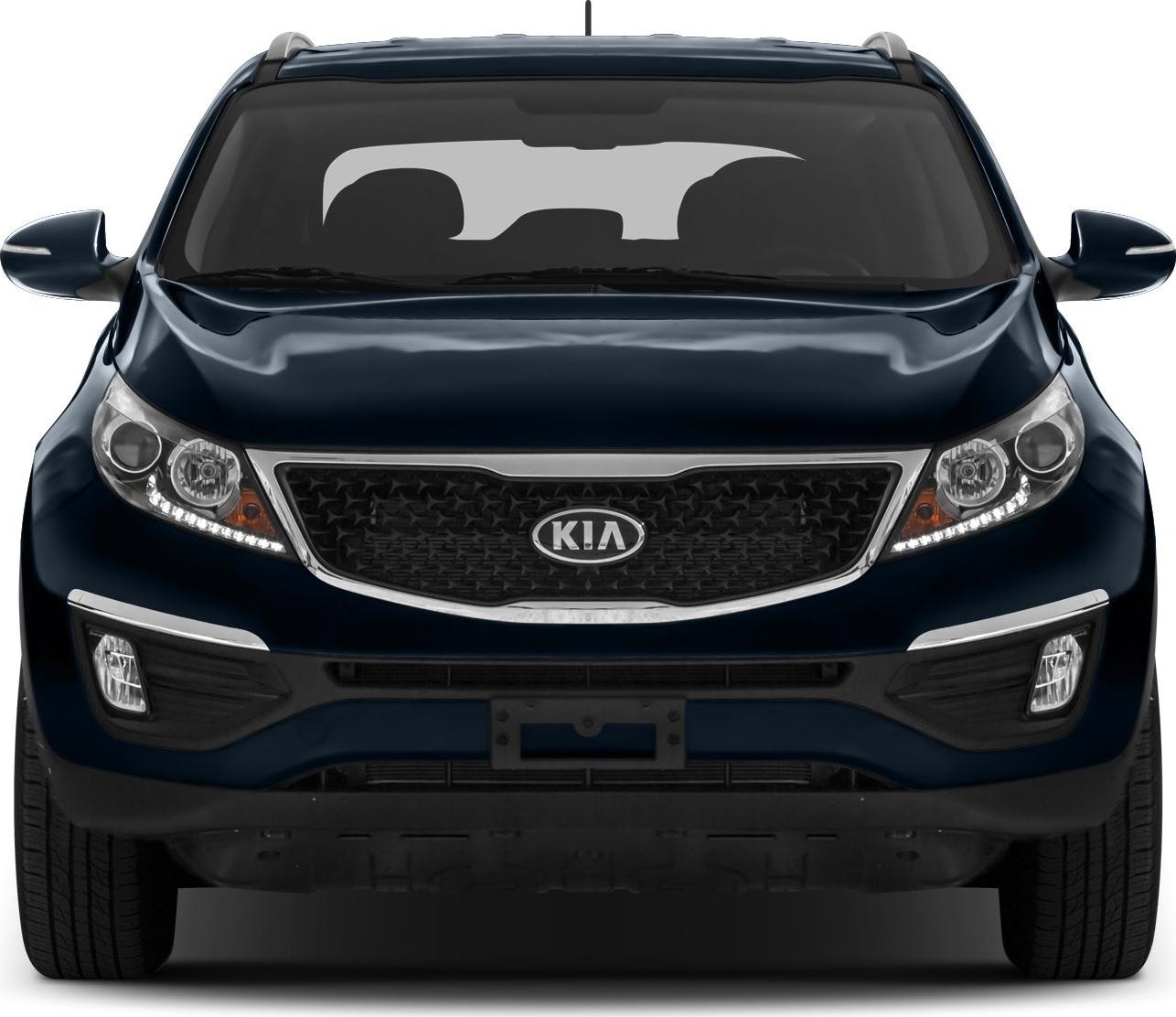 Front view with grille, headlights, and fog lights of an SUV