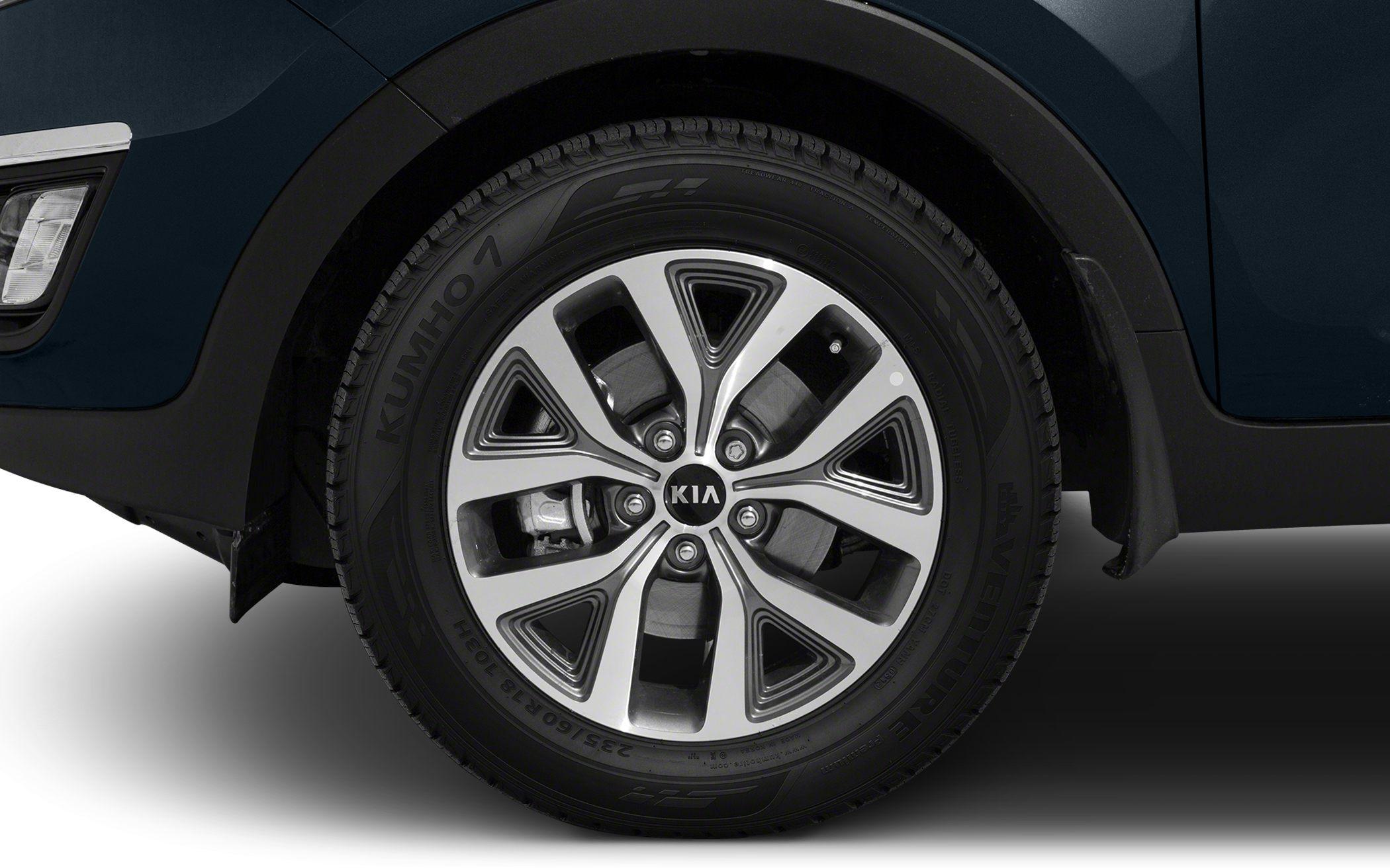 Close-up of alloy wheel and Kumho tire on SUV front wheel arch