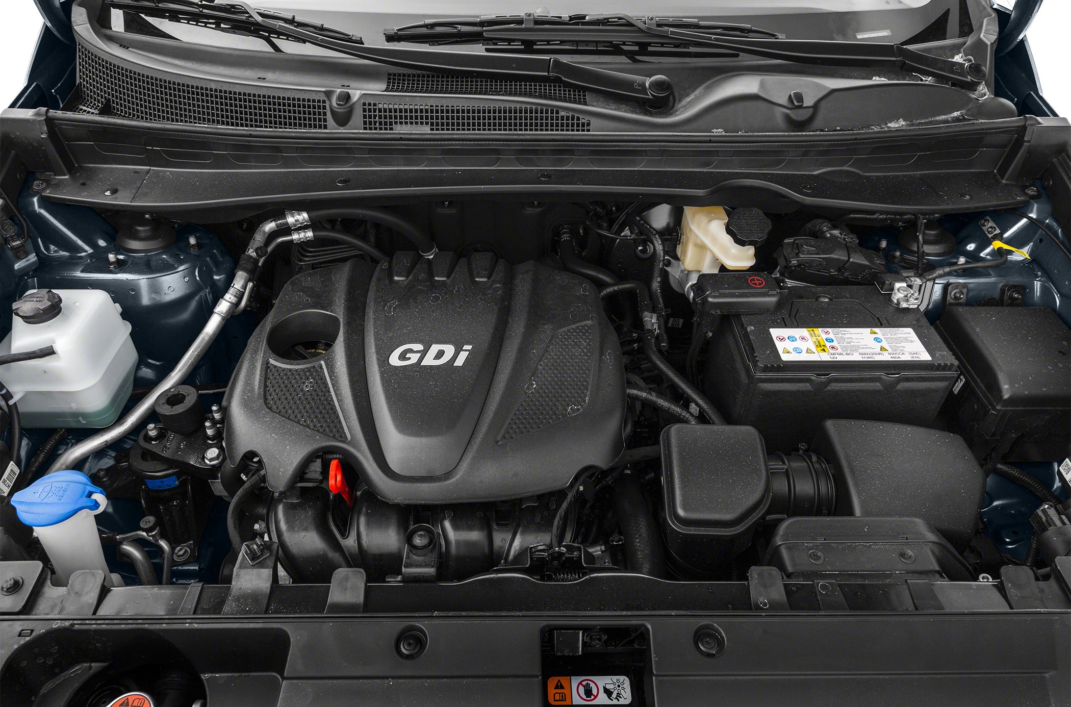 GDI engine compartment with components and battery