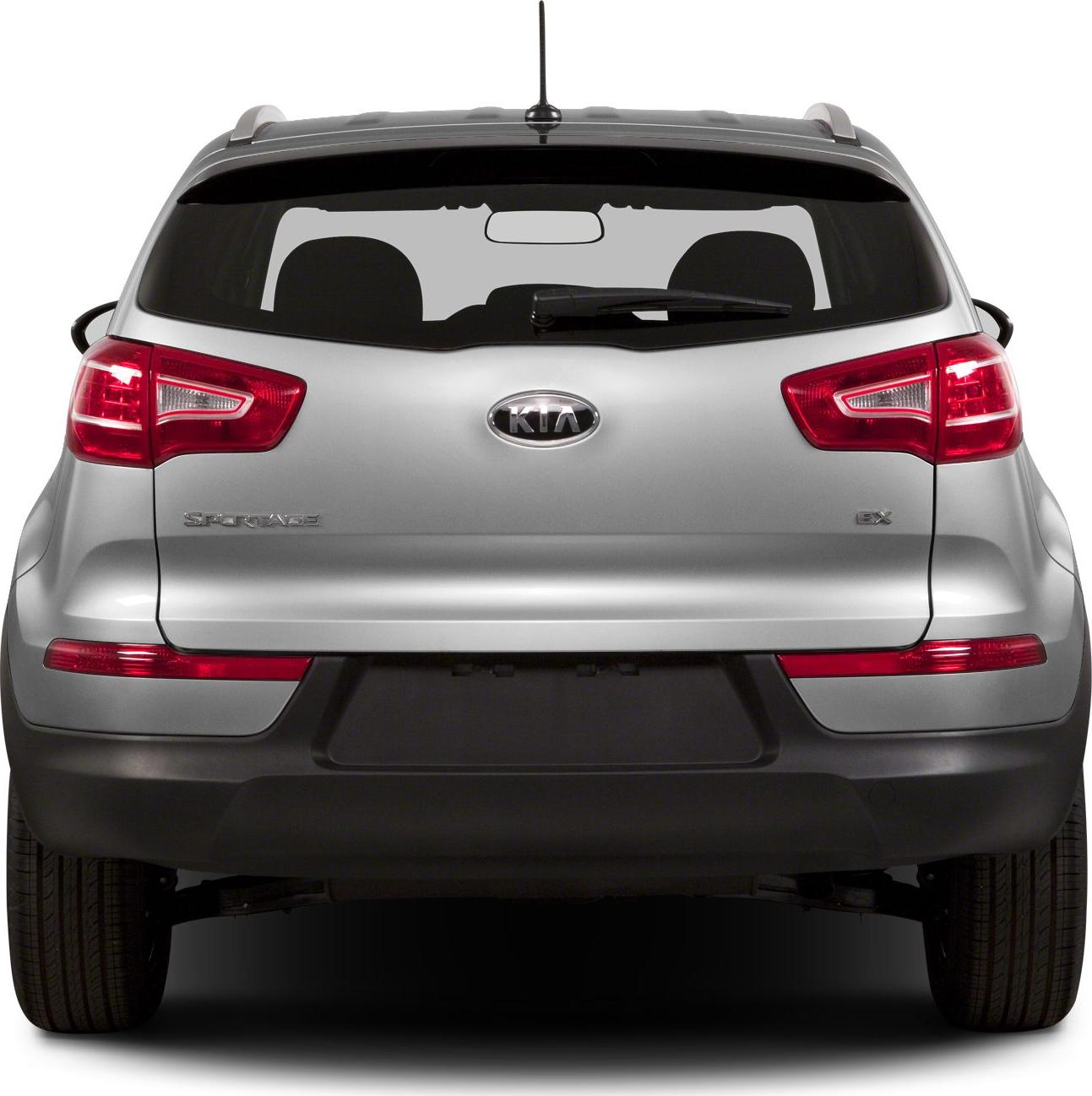 Rear view with tail lights, rear window, and bumper