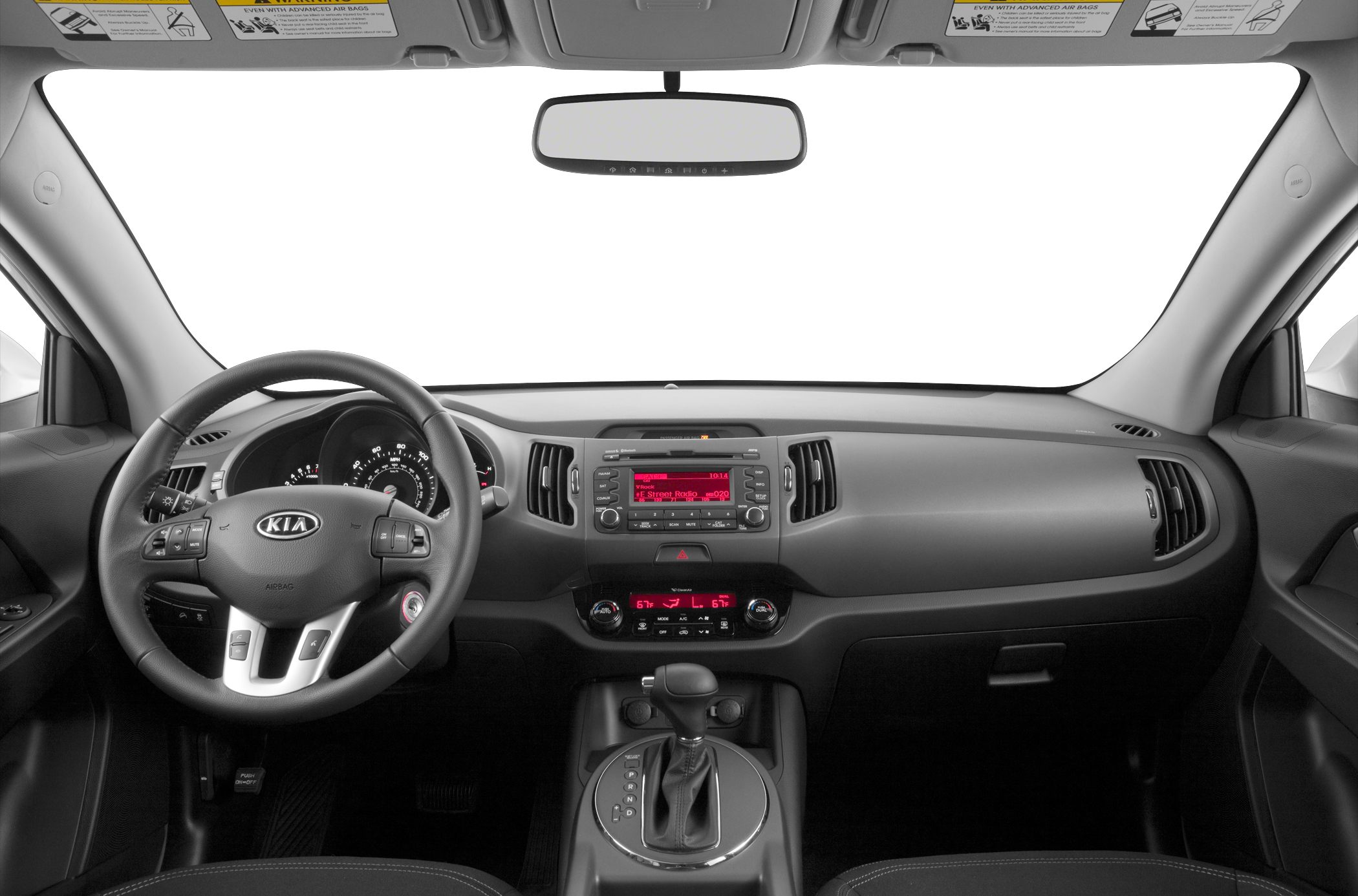 Dashboard, steering wheel, center console with automatic gear shift