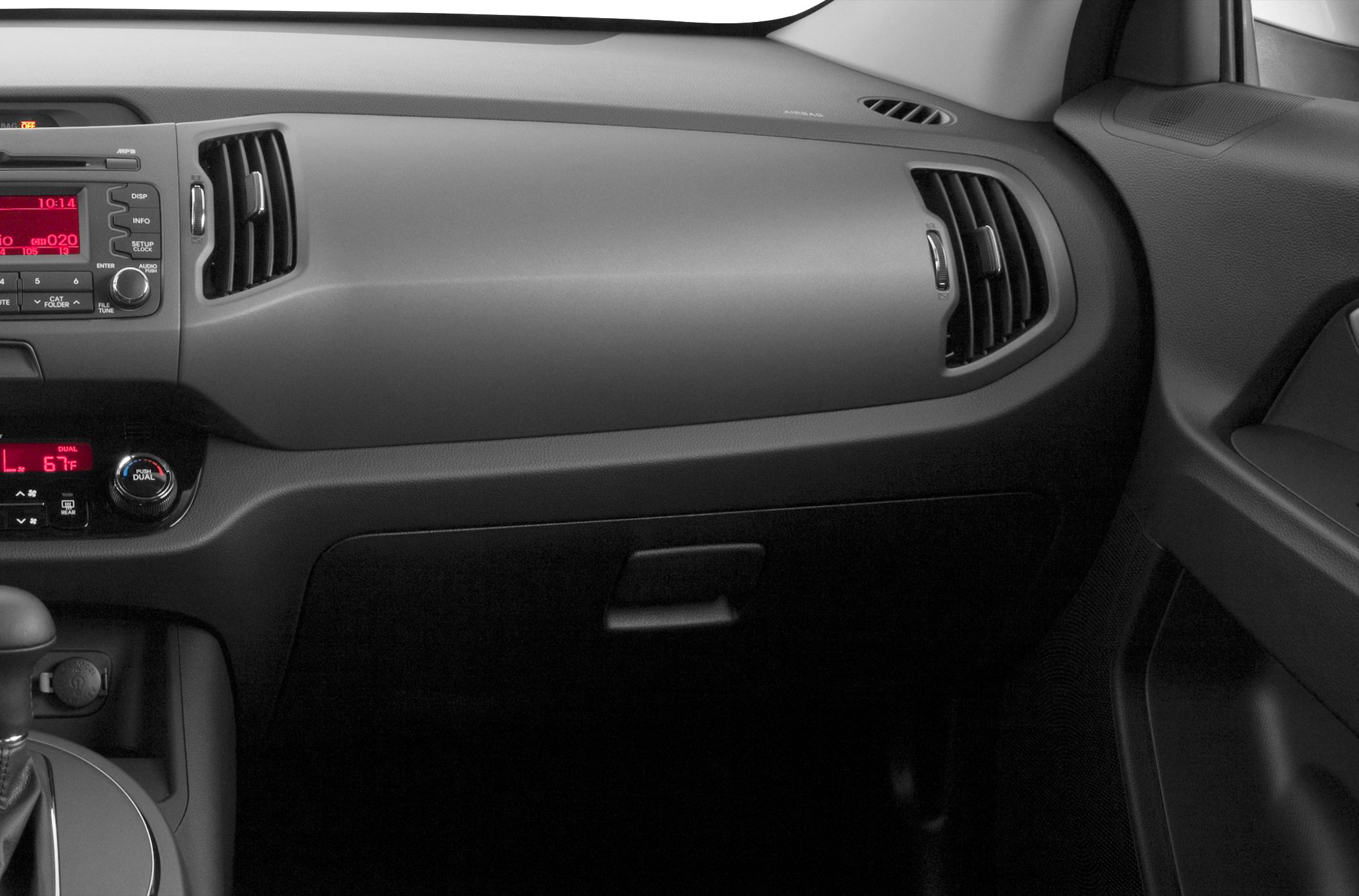 Dashboard layout with air vents and control panel