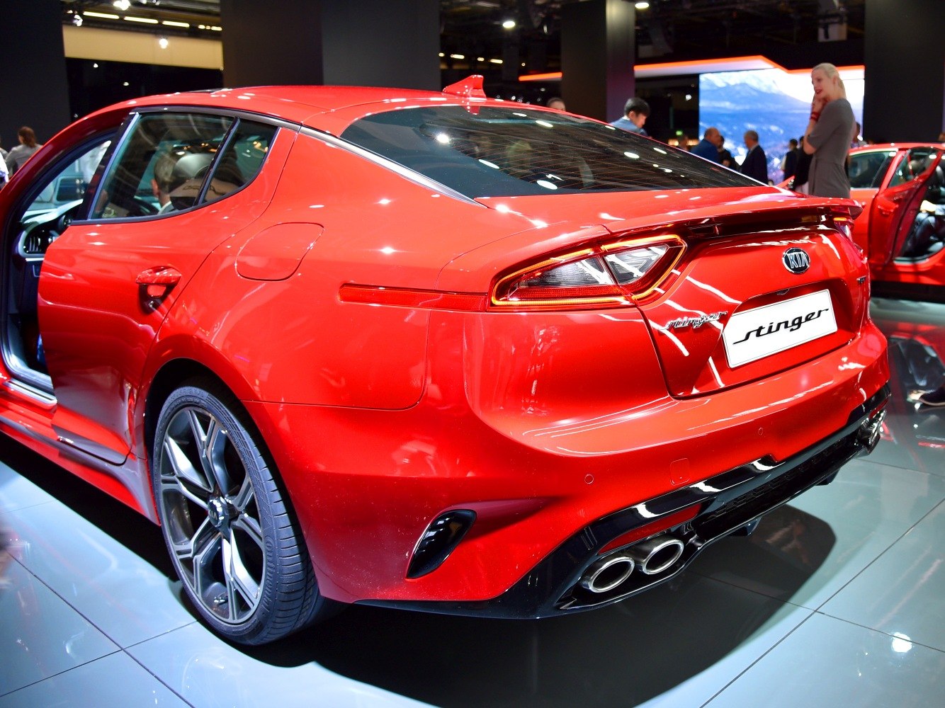 Sporty rear design with distinct taillights and quad exhaust pipes