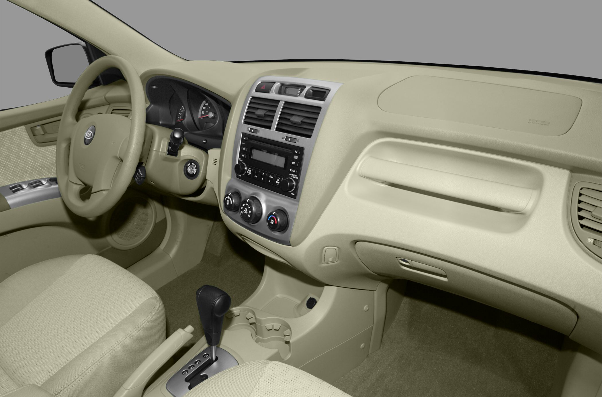 Dashboard, steering wheel, center console, and automatic gear shift