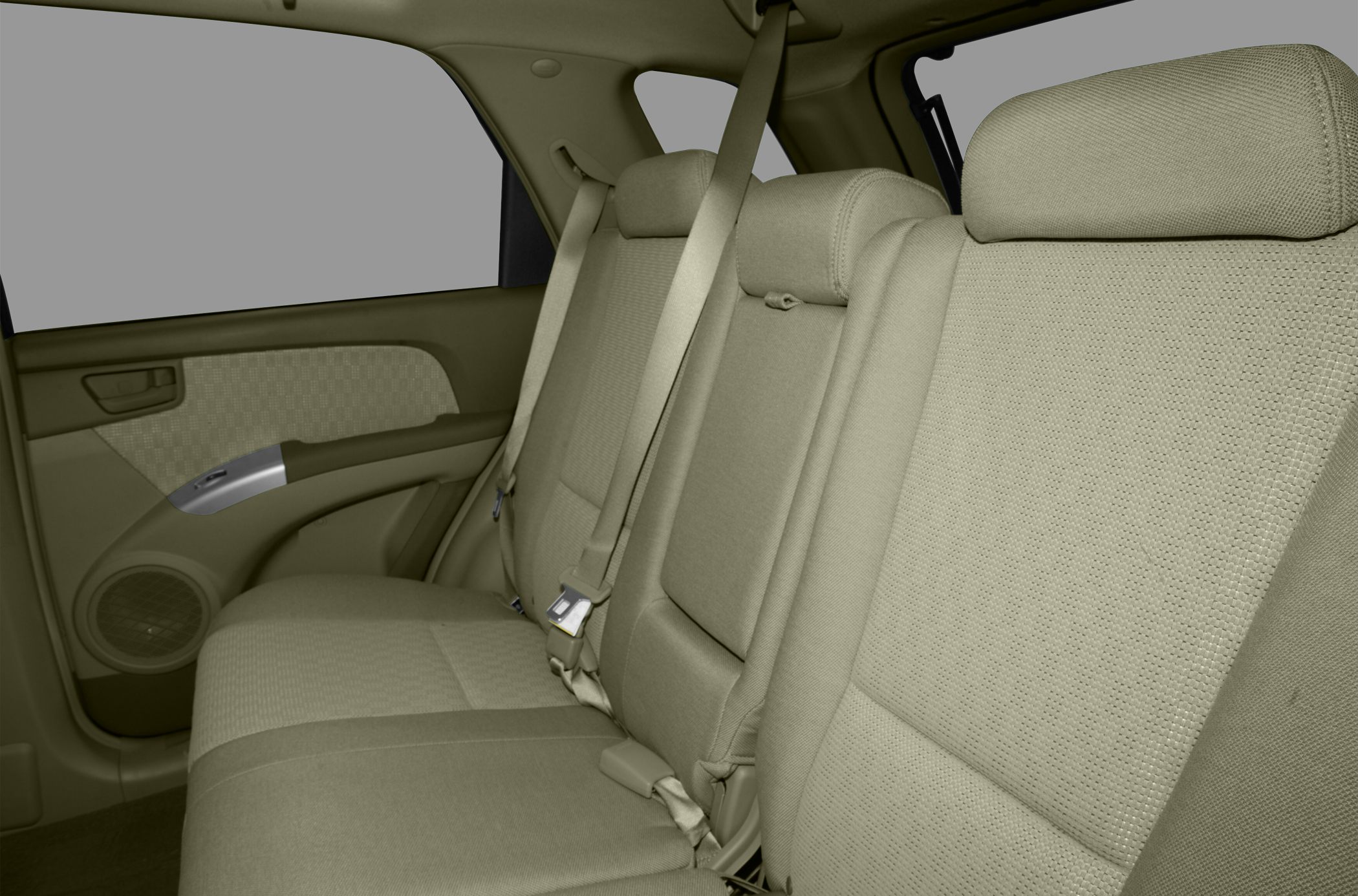 Rear seat with fabric upholstery and integrated headrests