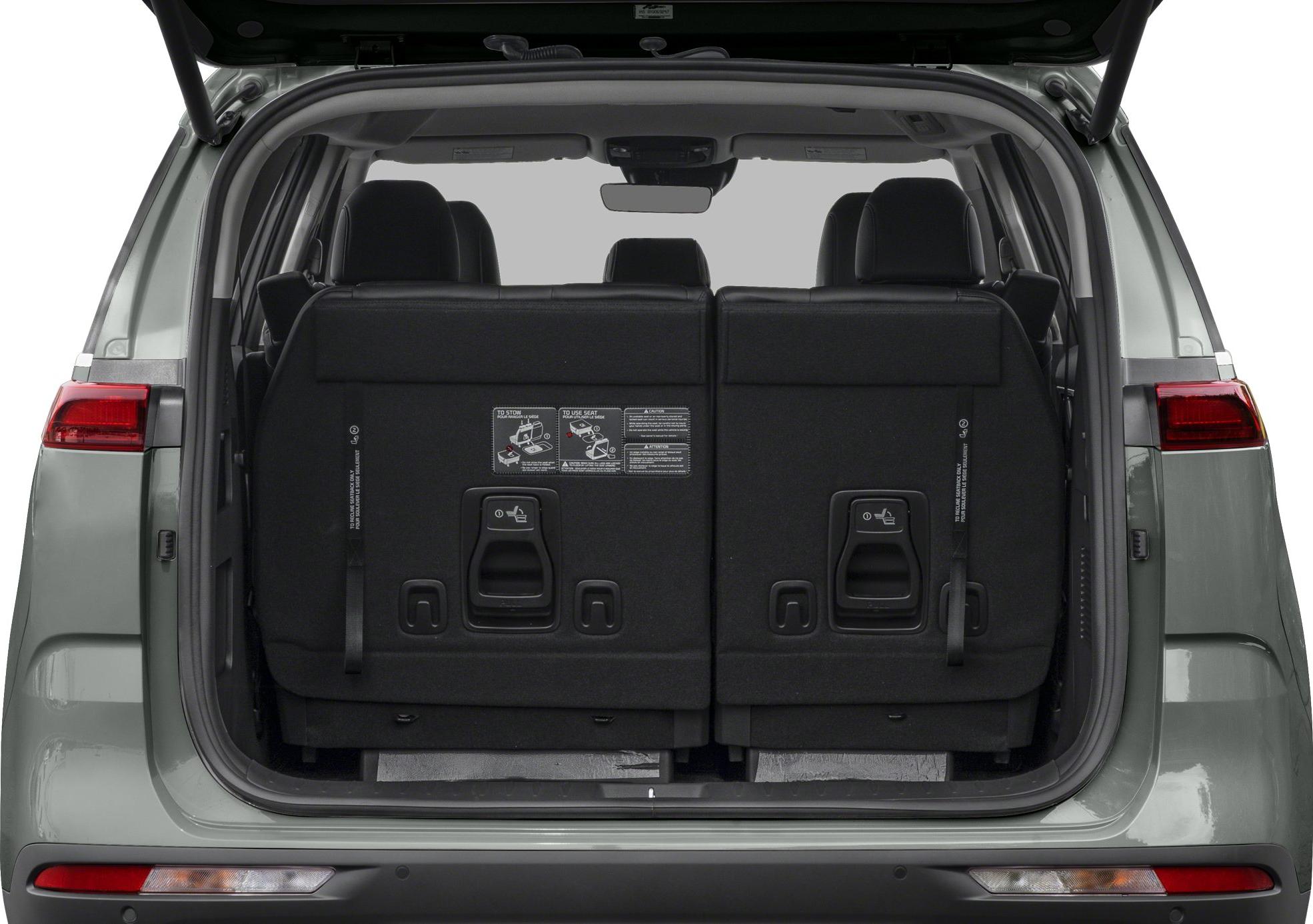 Rear cargo area with foldable third-row seats