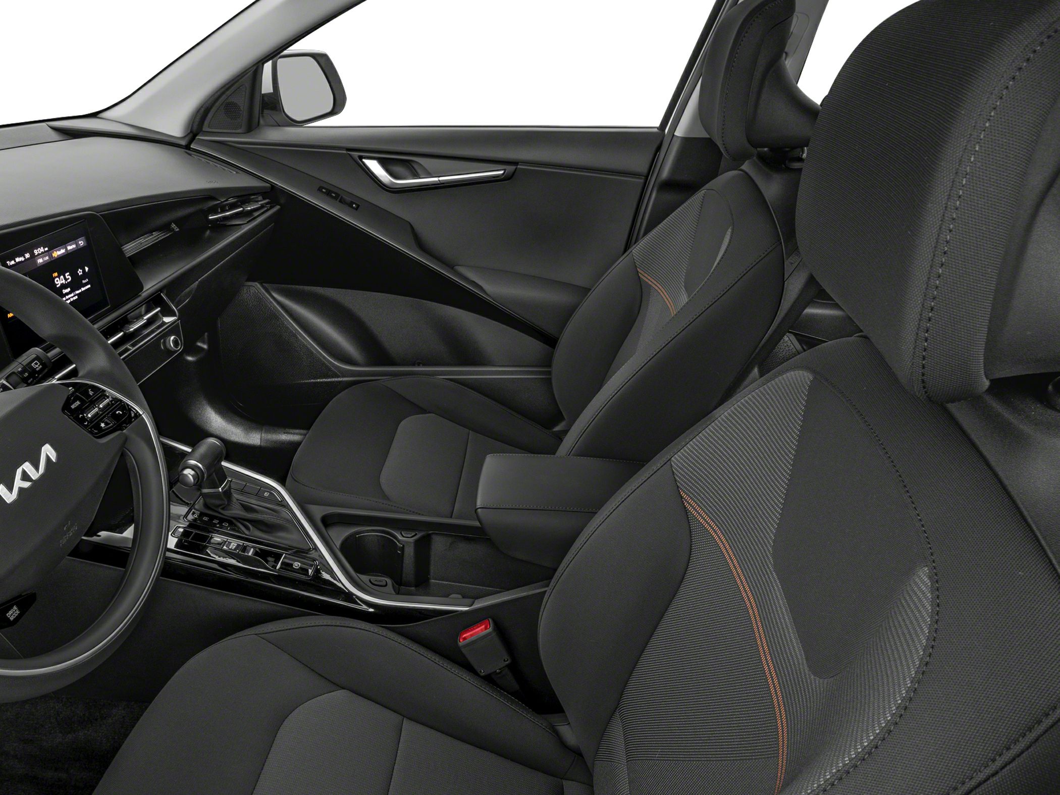 Modern car interior with ergonomic seats and advanced driver controls
