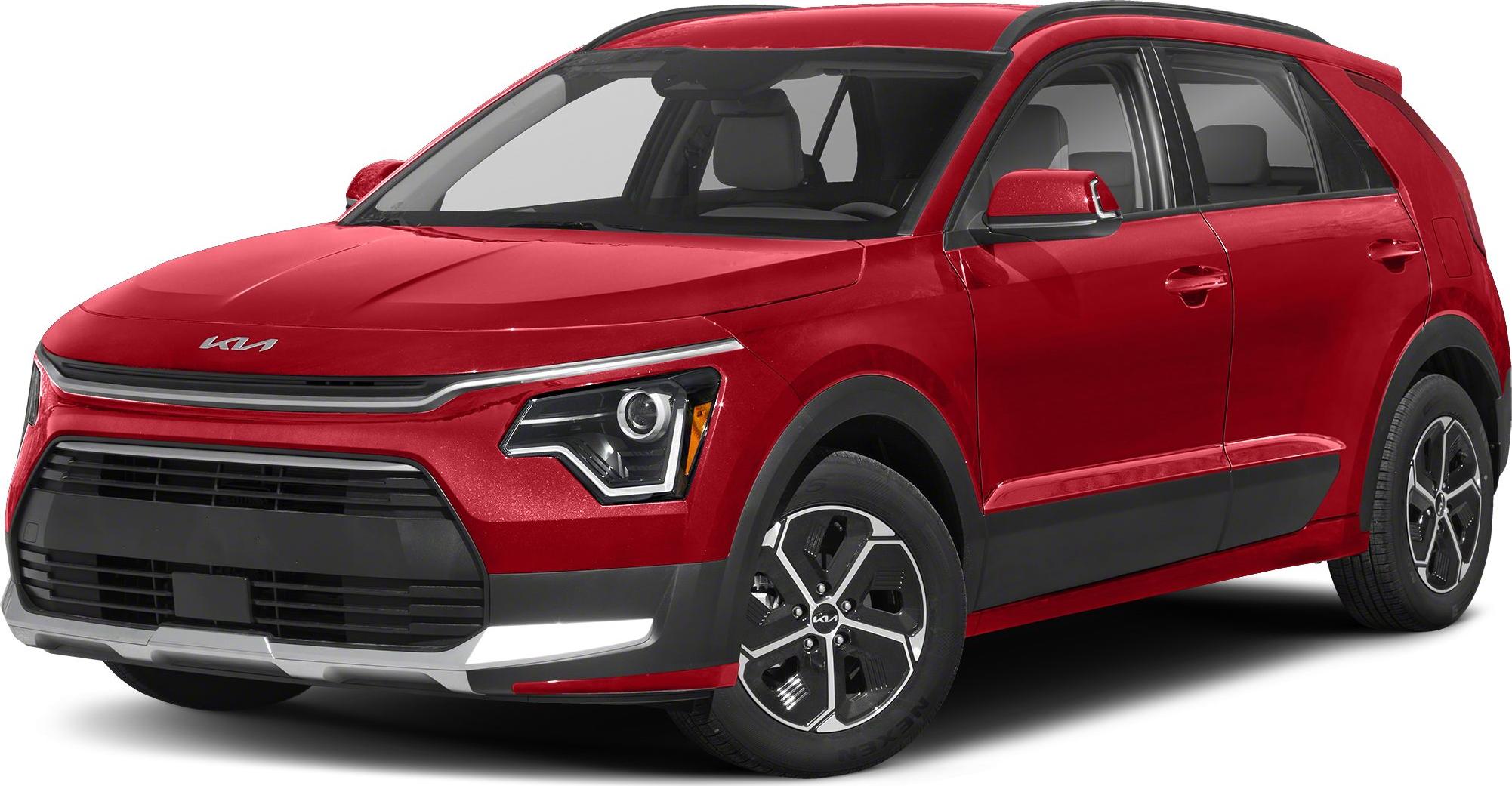 Red SUV front with LED headlights and alloy wheels