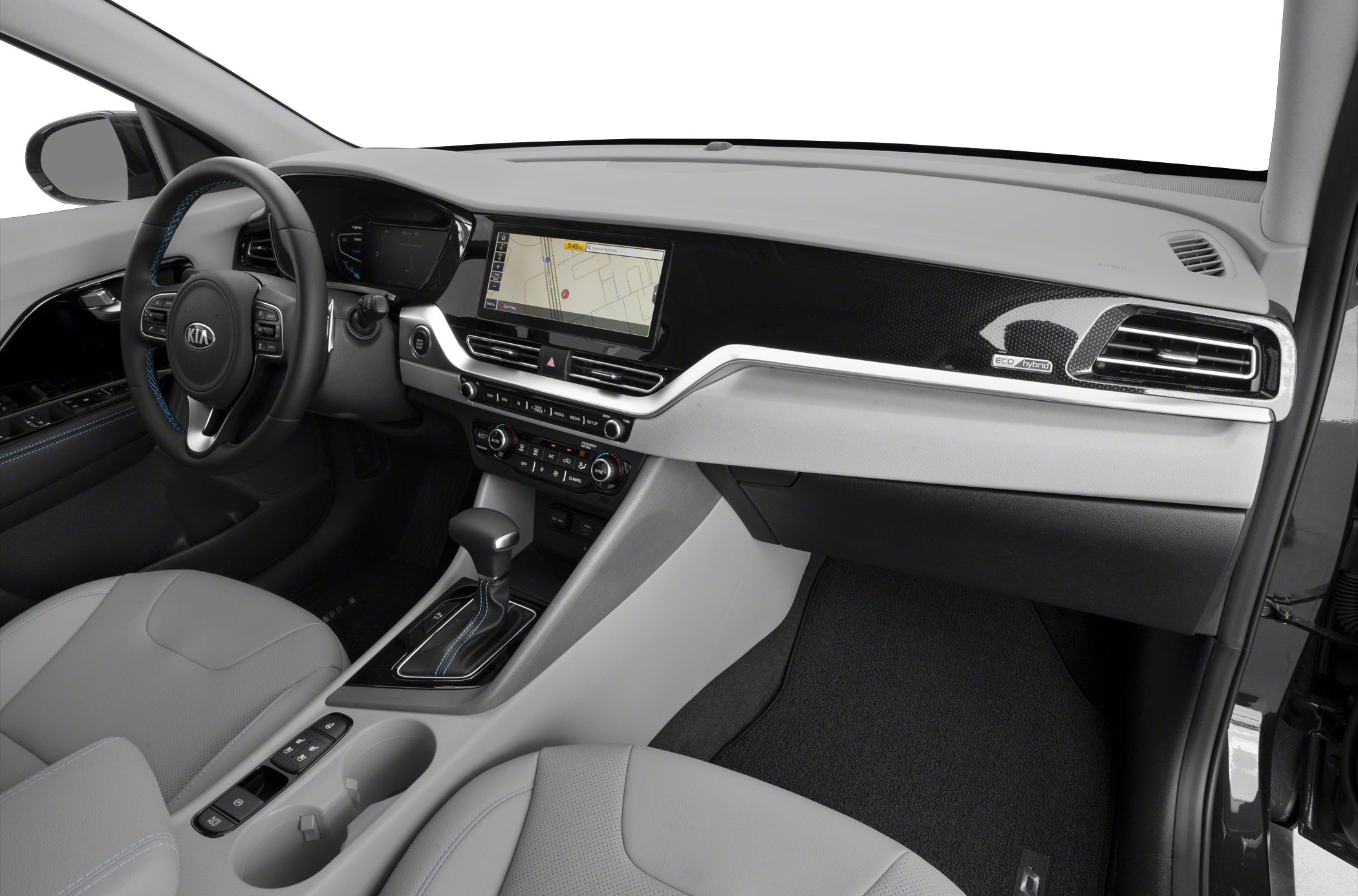 Digital dashboard, touchscreen infotainment, and modern climate controls.