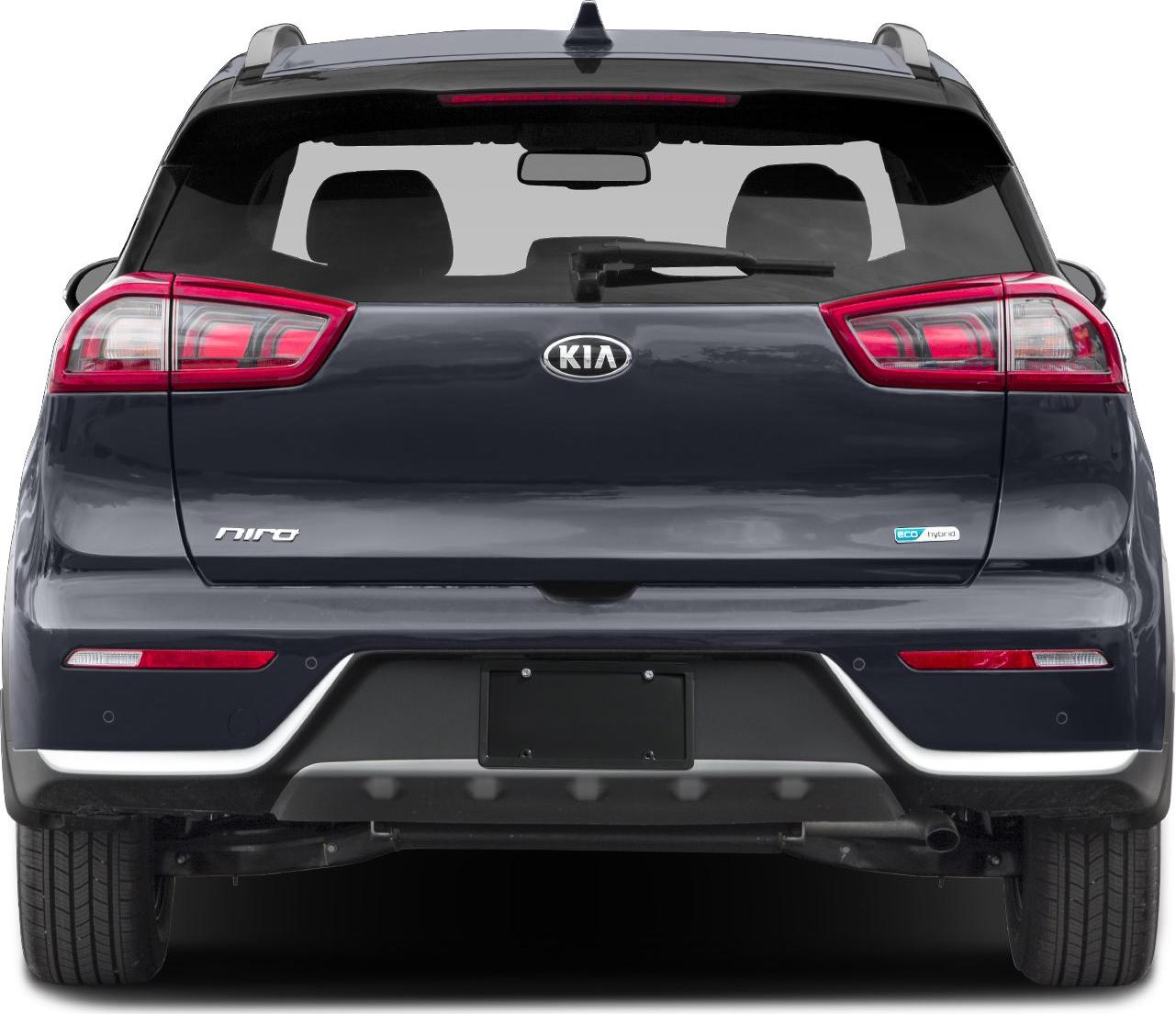 Rear view of a hatchback with integrated taillights and rear wiper.