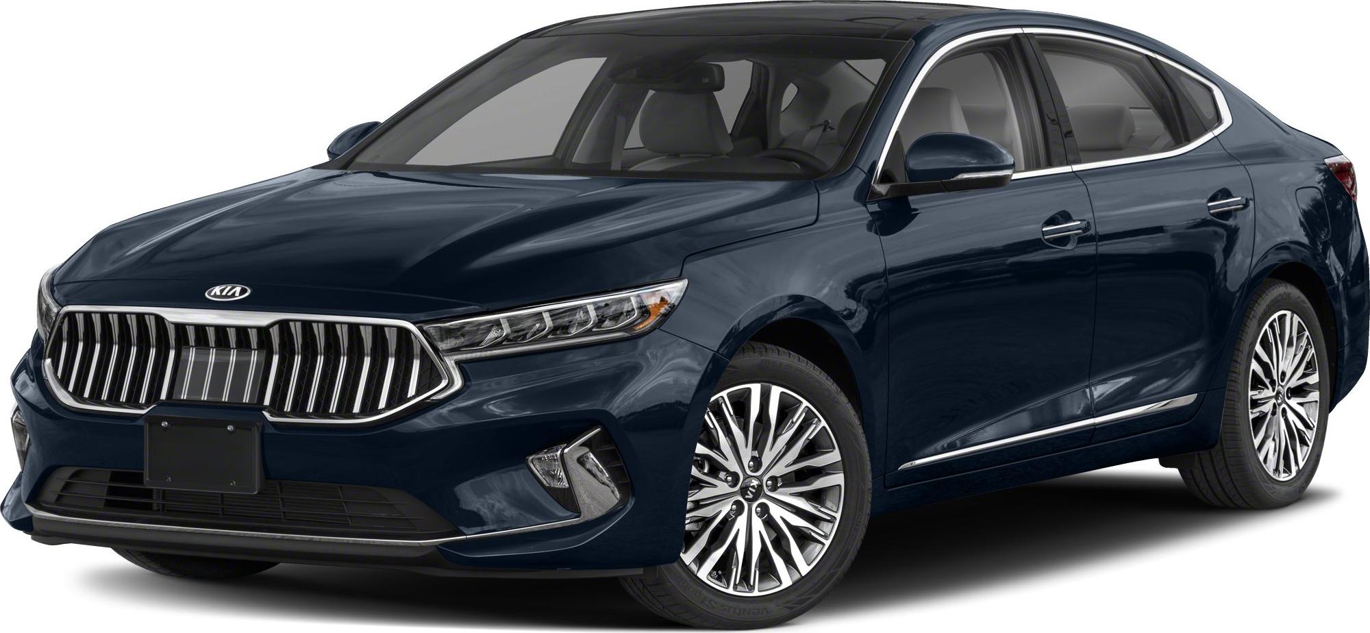 Mid-size sedan with vertical slat grille and LED headlights