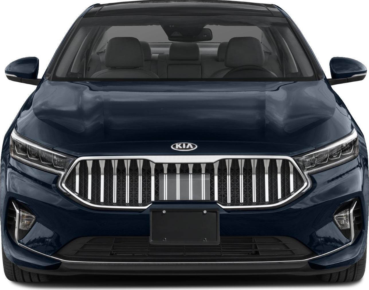 Front grille and LED headlights of a modern sedan