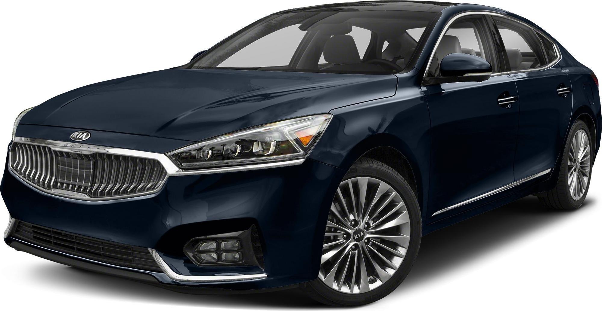 Luxury sedan front grille and LED headlights with alloy wheels