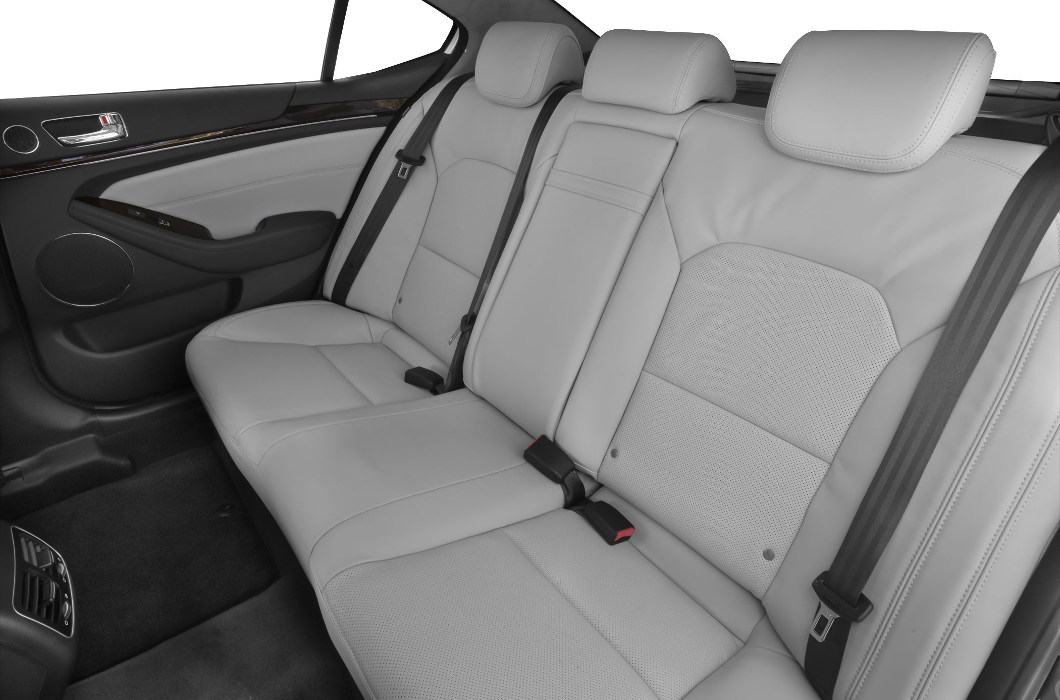 Rear leather seats with headrests and door panel interior