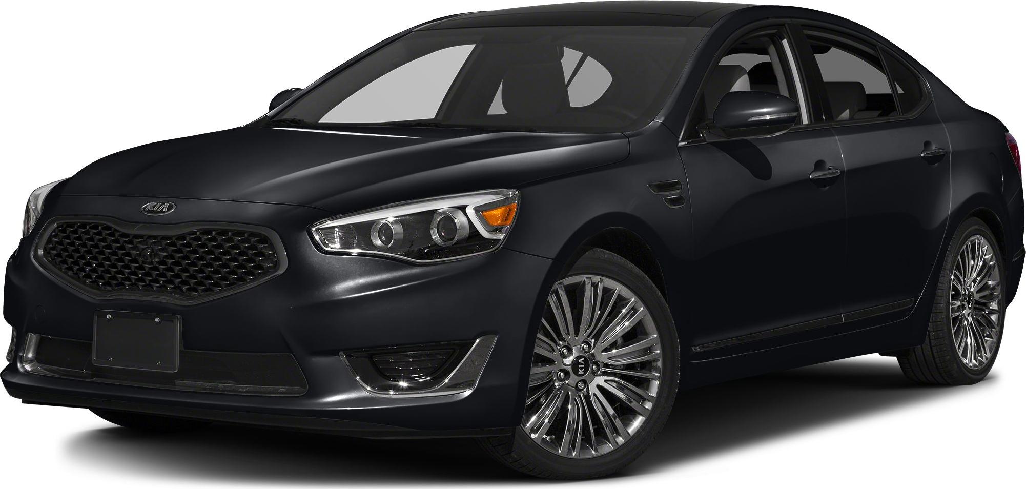 Black sedan front and side view with distinctive grille and alloy wheels