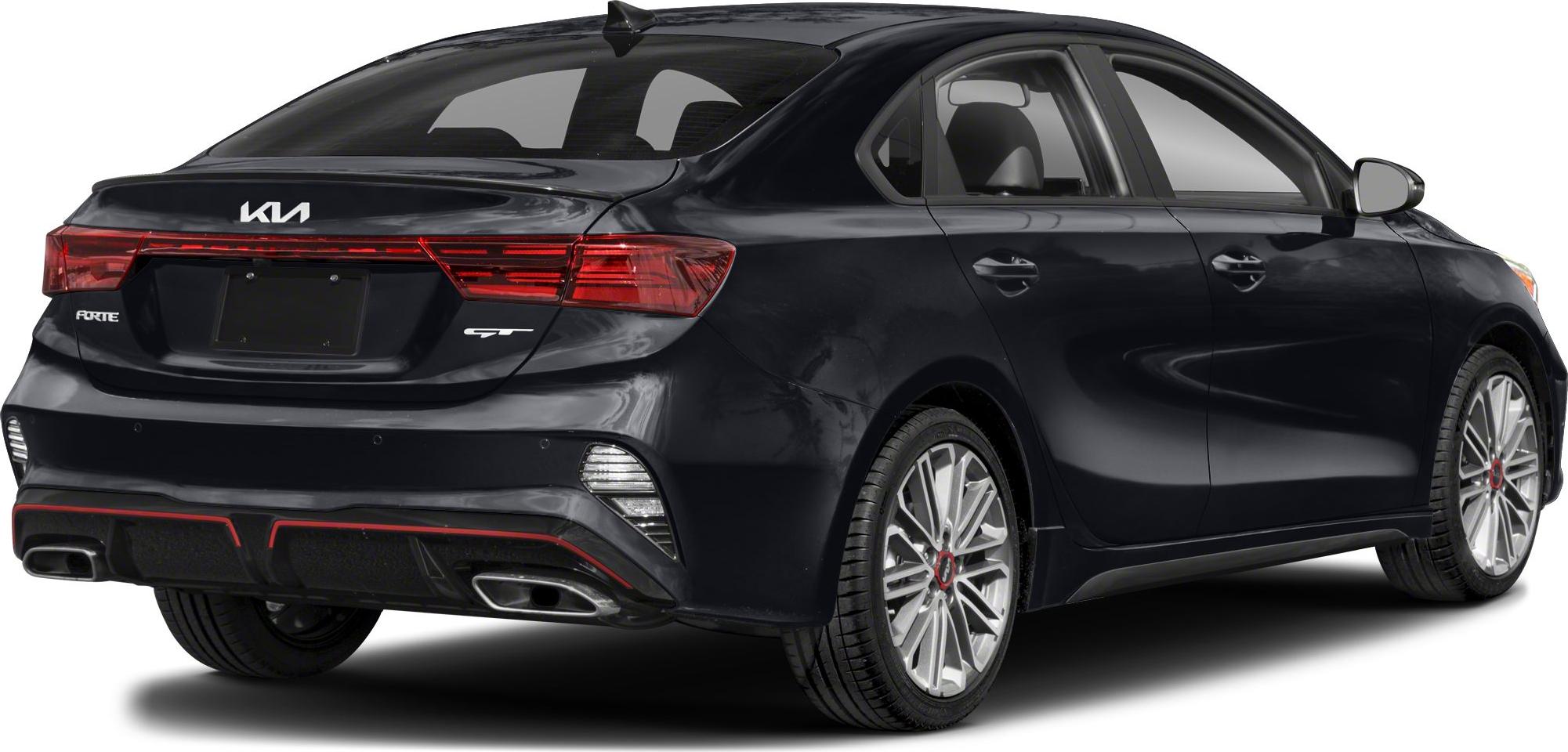Rear view with distinctive taillights, GT badge, dual exhausts