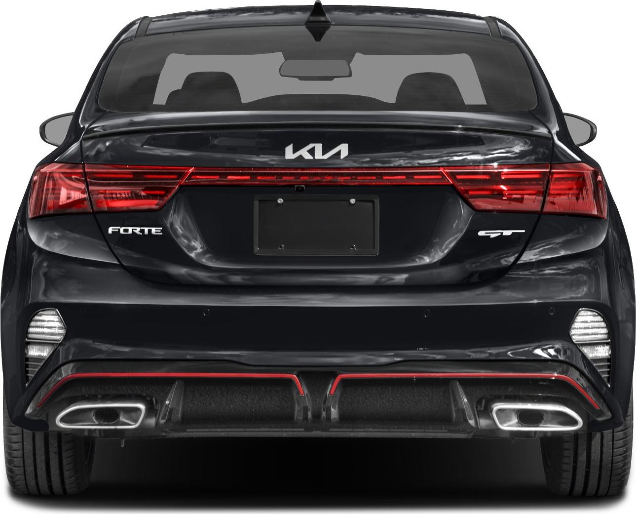 Rear view with LED taillights and dual exhausts