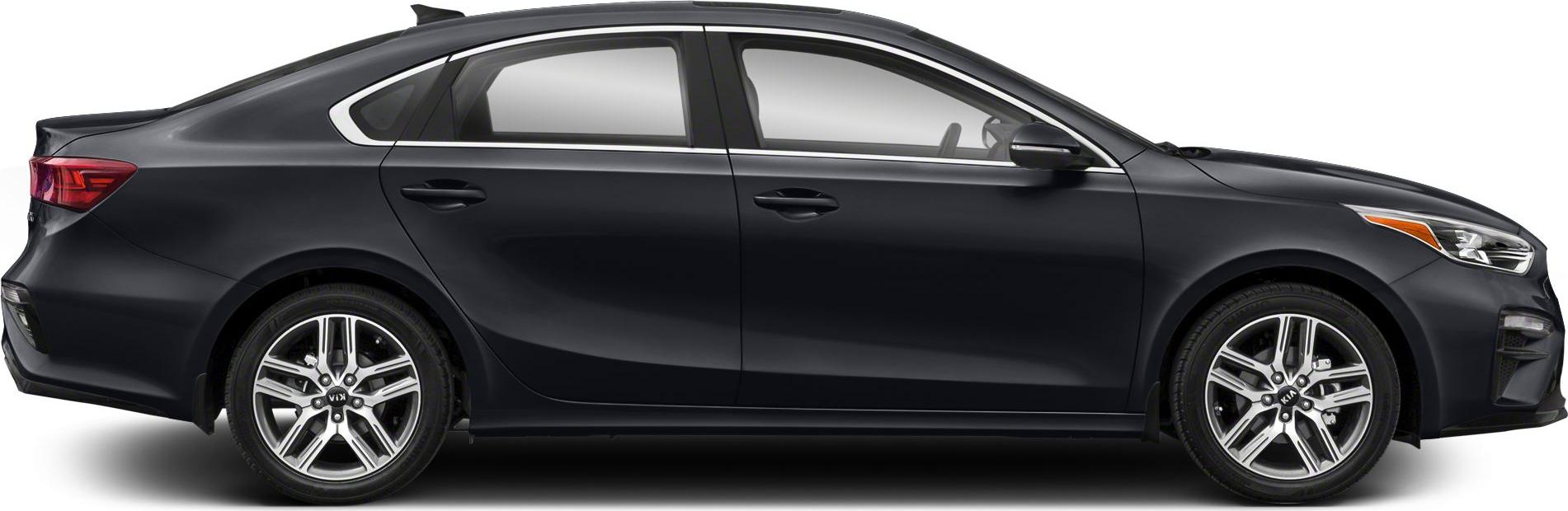 Side profile of sedan with alloy wheels and LED headlights