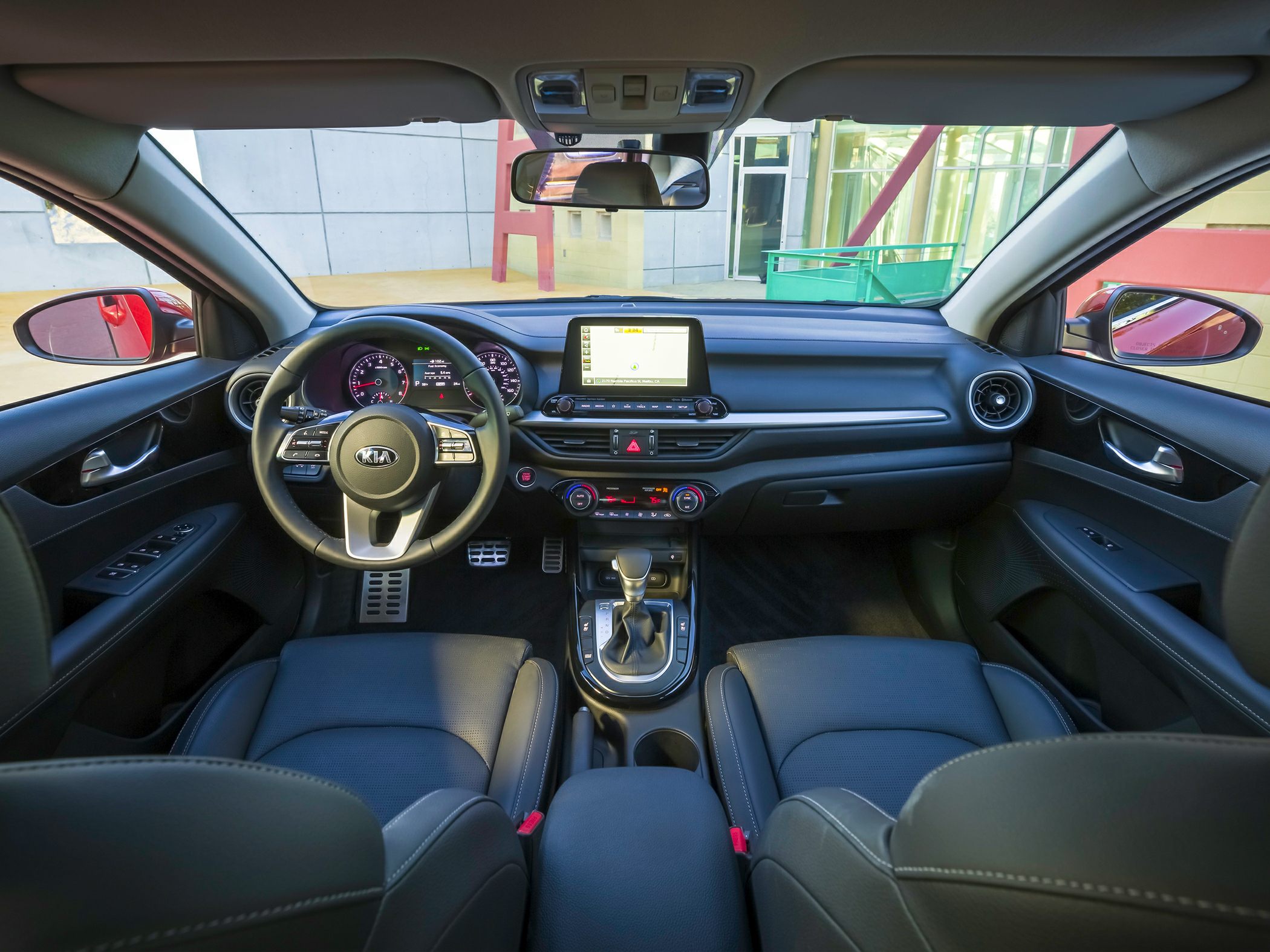 Modern car interior with touchscreen and ergonomic dashboard