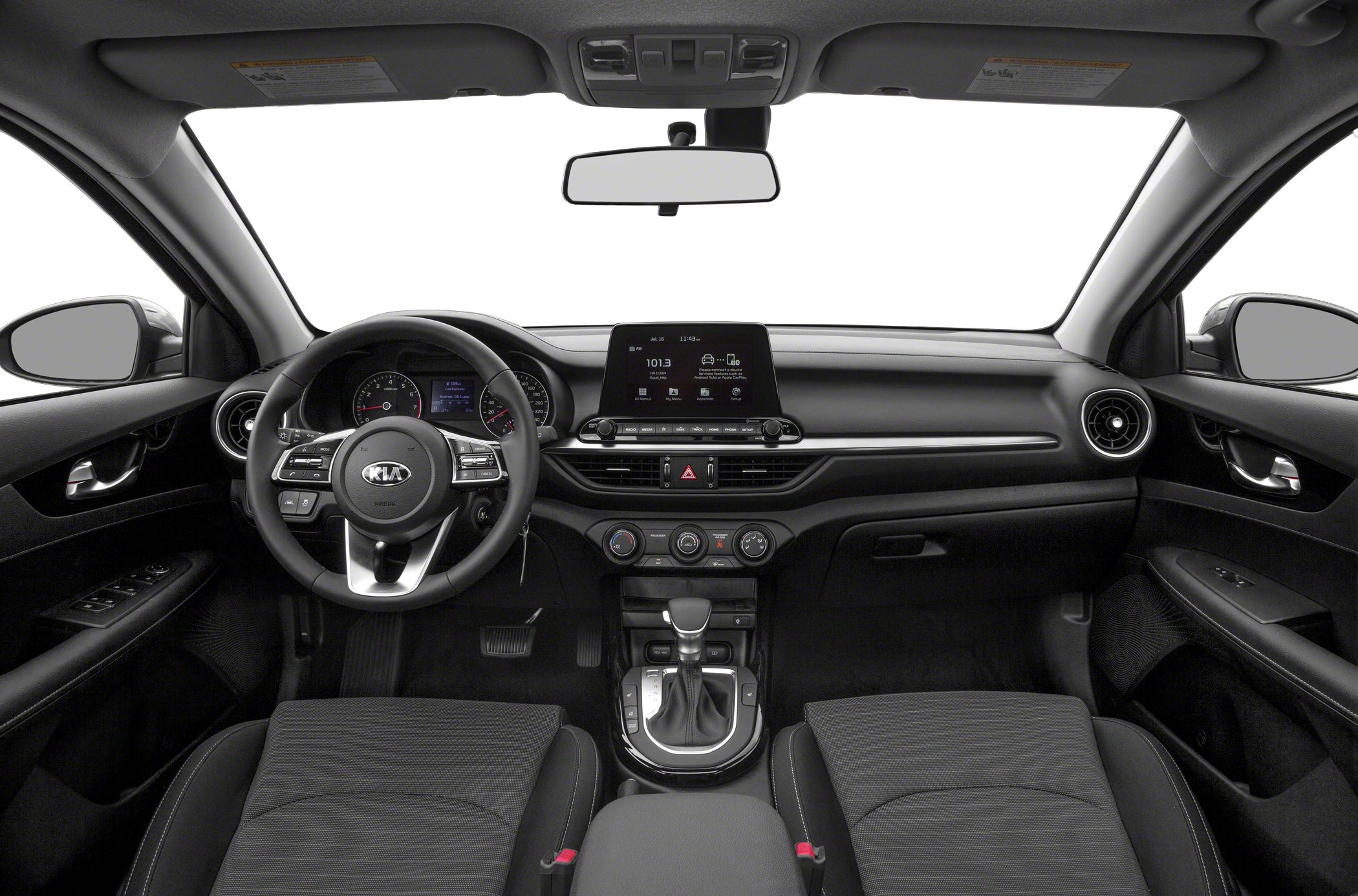 Modern car dashboard with touchscreen and ergonomic controls