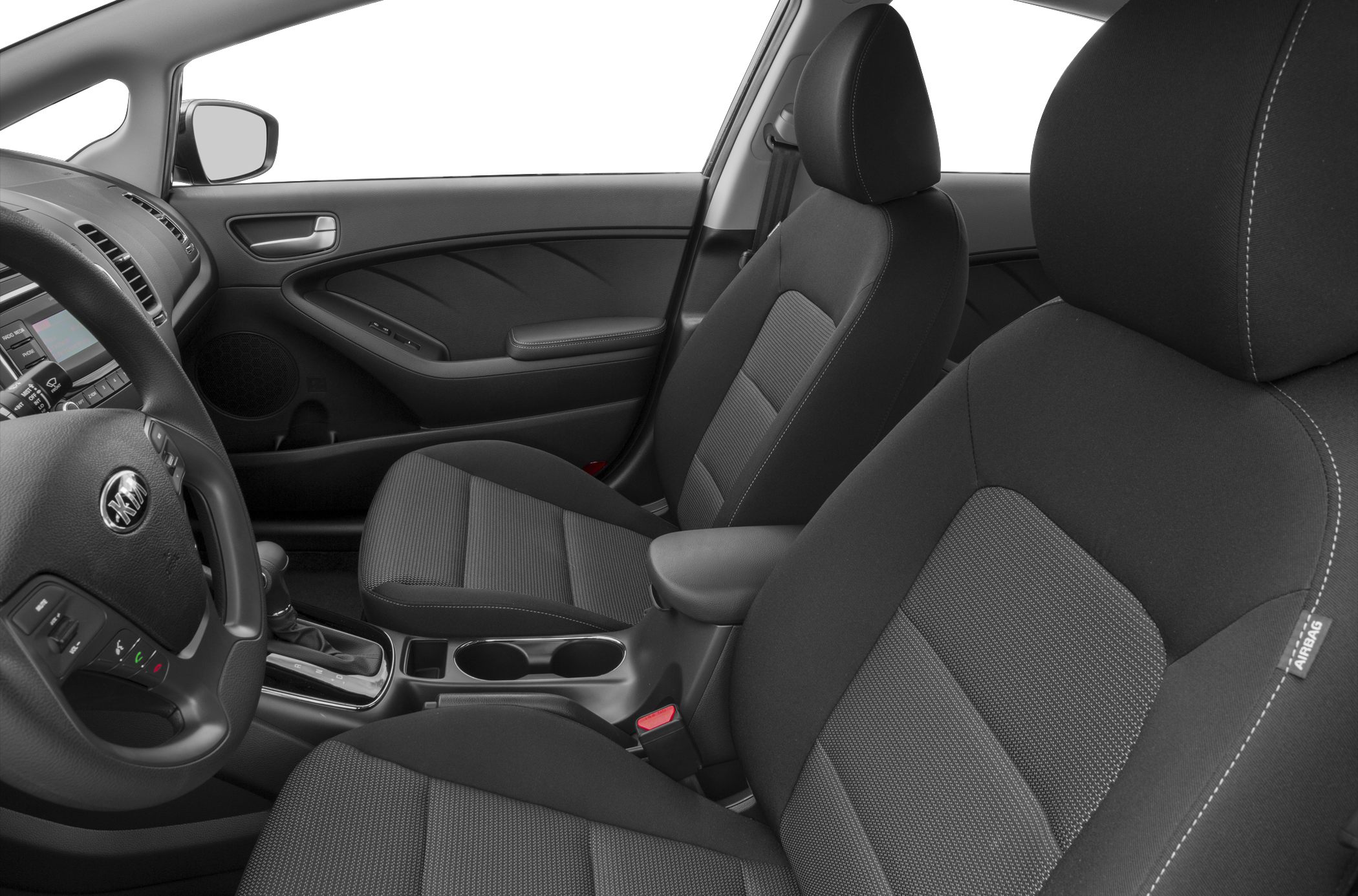Front seats and dashboard view of car interior