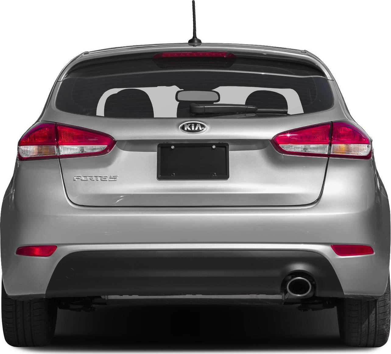 Rear view with tail lights, hatchback window, and single exhaust
