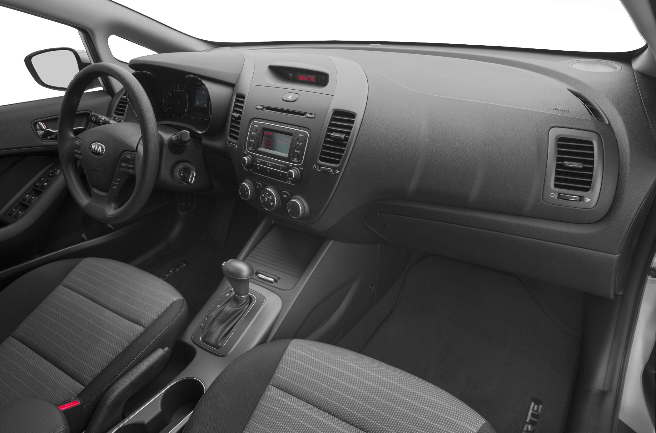 Dashboard, steering wheel, center console with gear shift