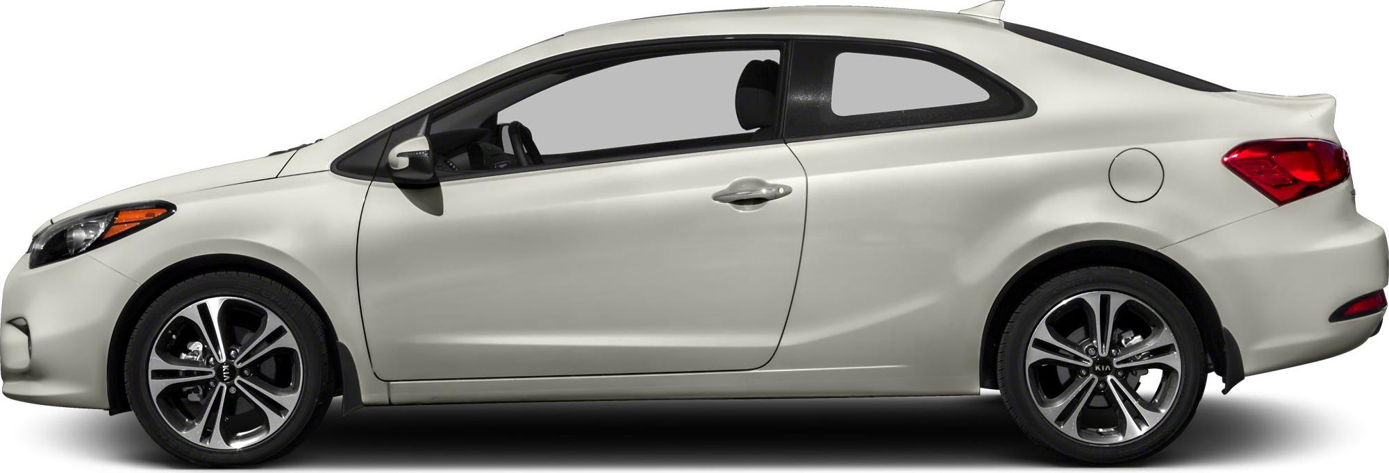 Side profile of white sporty coupe with alloy wheels