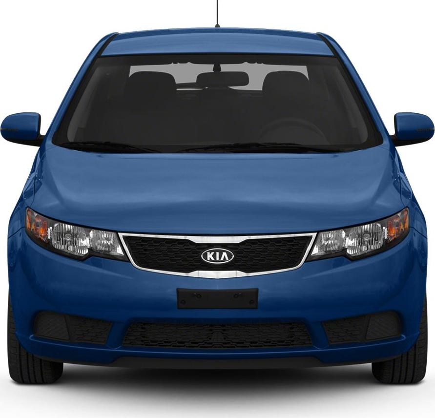 Front view with grille and headlights of compact hatchback