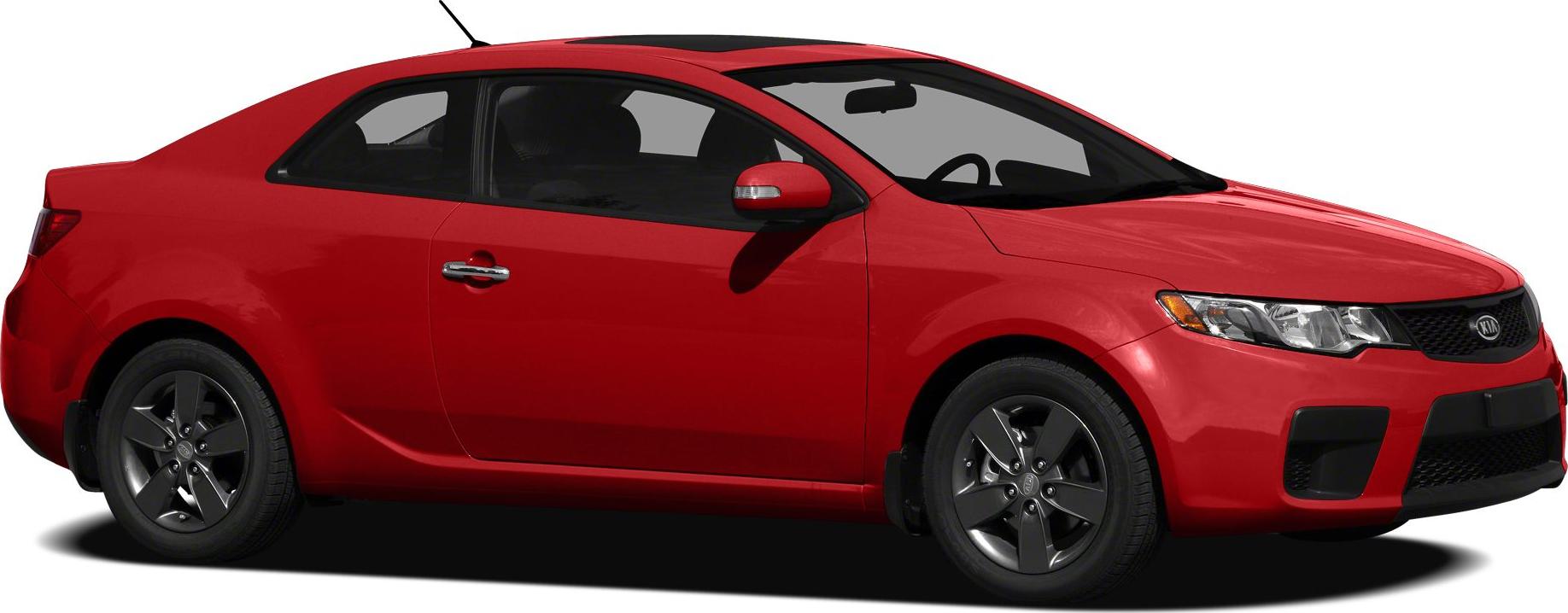 Red compact coupe with alloy wheels and sunroof