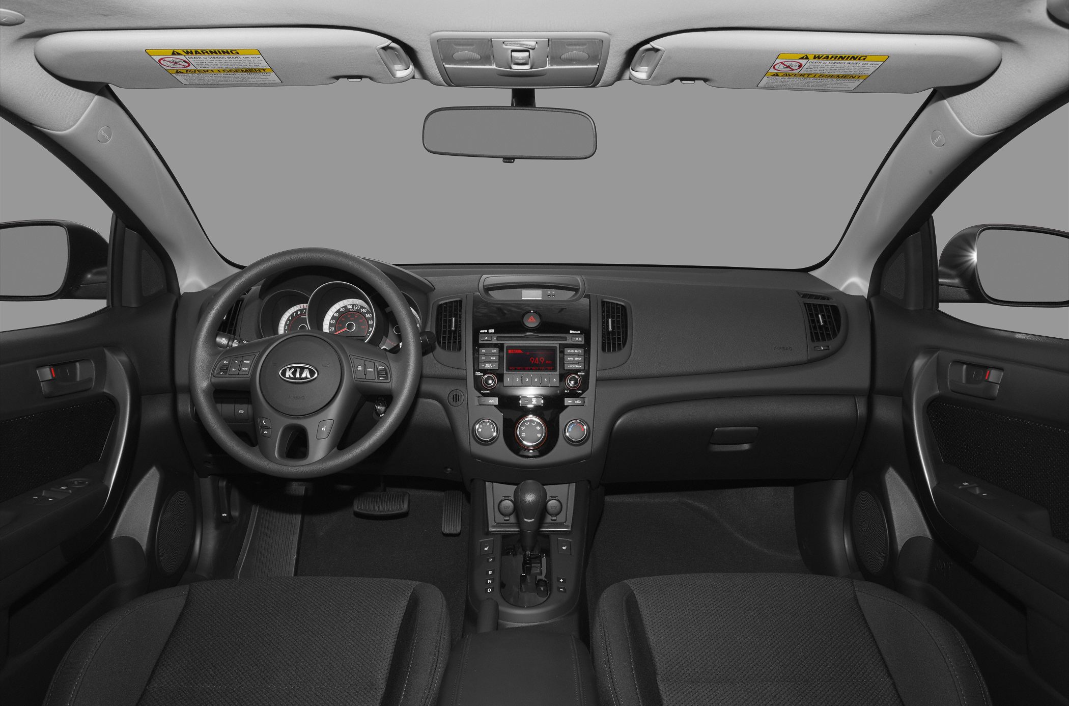 Interior dashboard and steering wheel with control panel