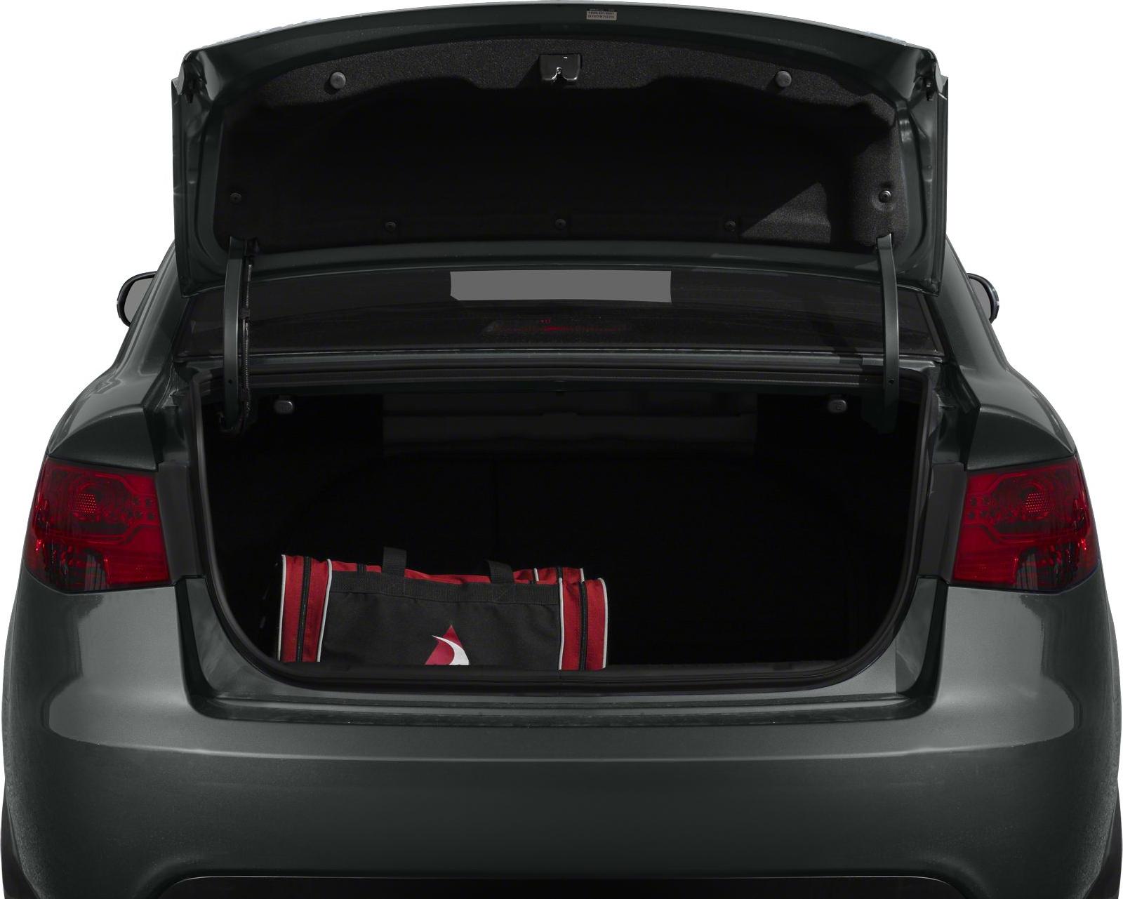 Open car trunk with a sports bag