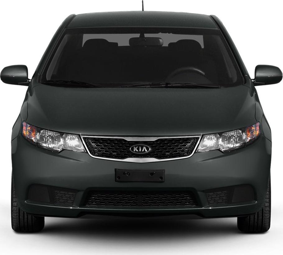 Front view with Kia grille and headlights of a compact sedan