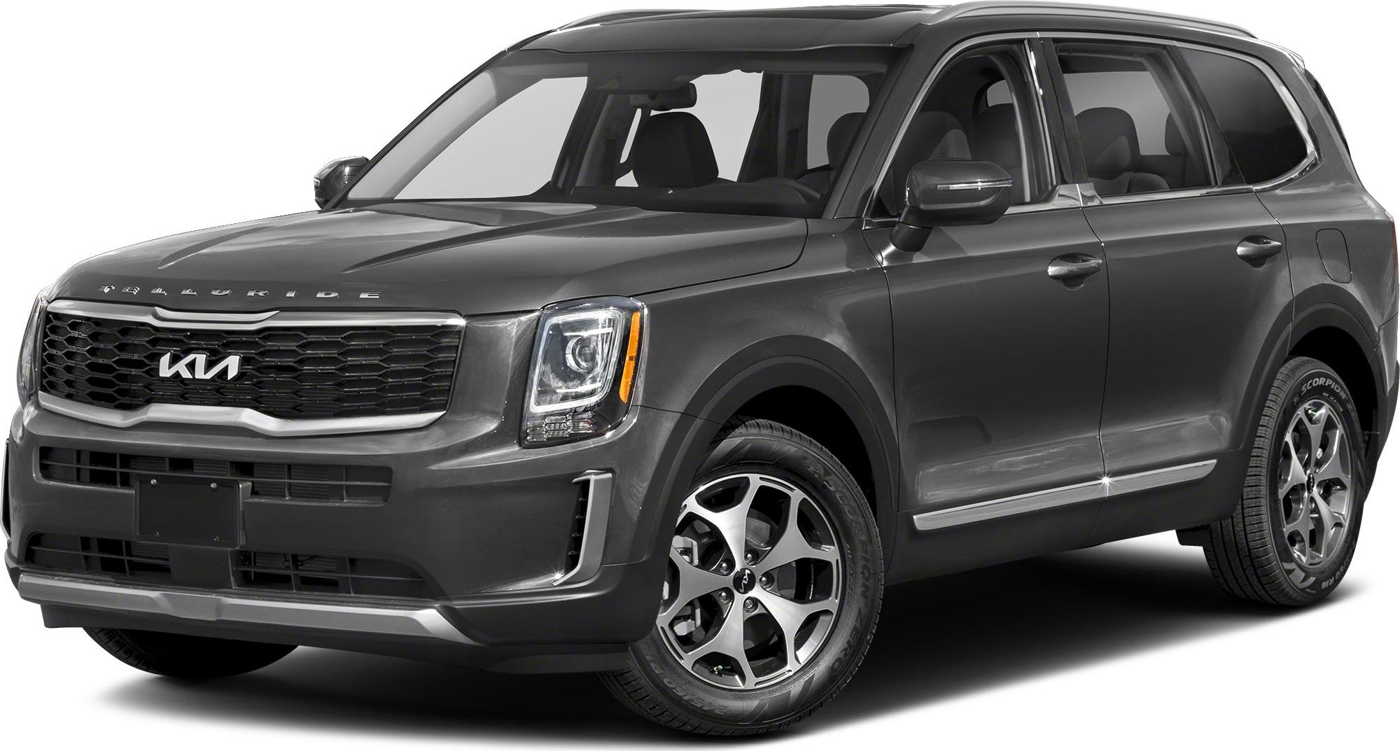 Front side view of 2020 SUV featuring bold grille and distinctive headlights.