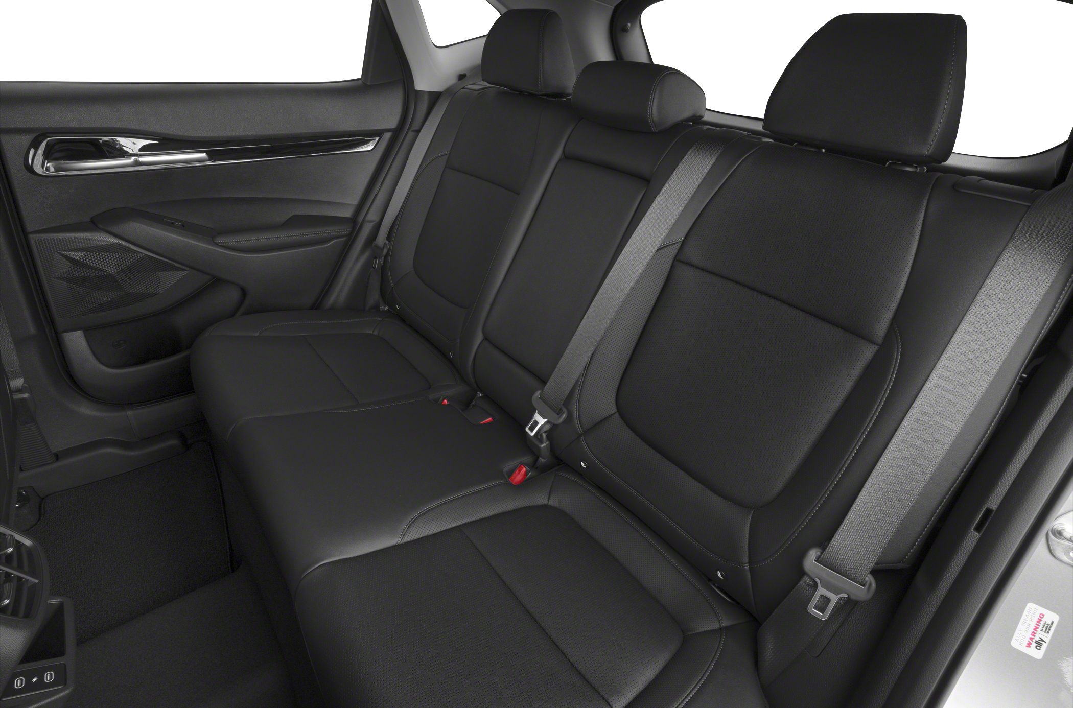 Black leather rear seats with seatbelts and door panel details