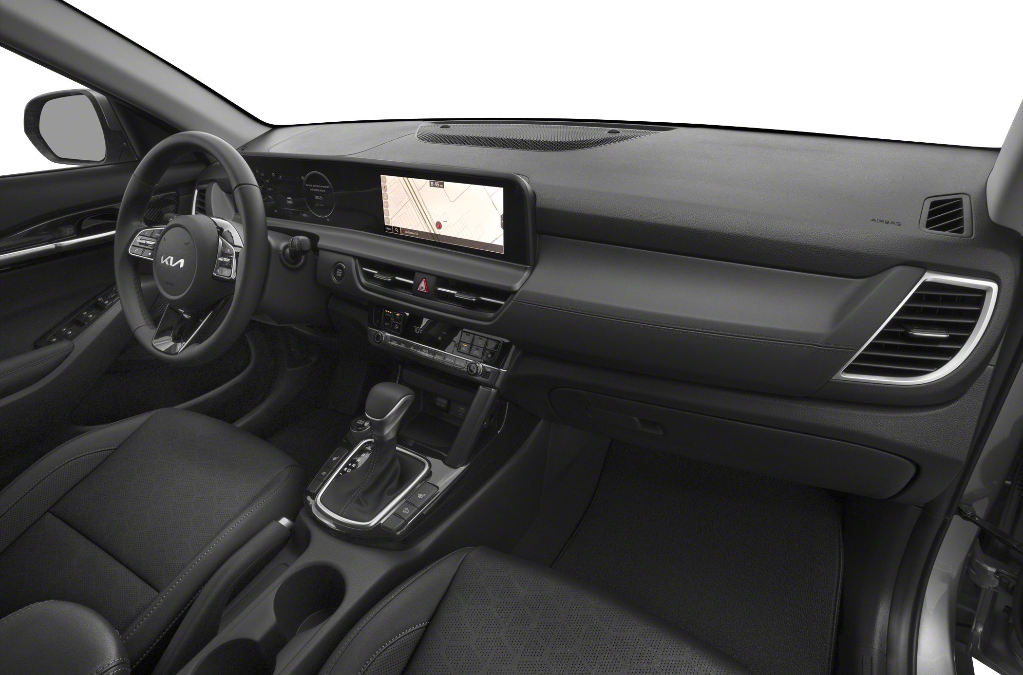 Digital instrument cluster and infotainment touchscreen on modern dashboard