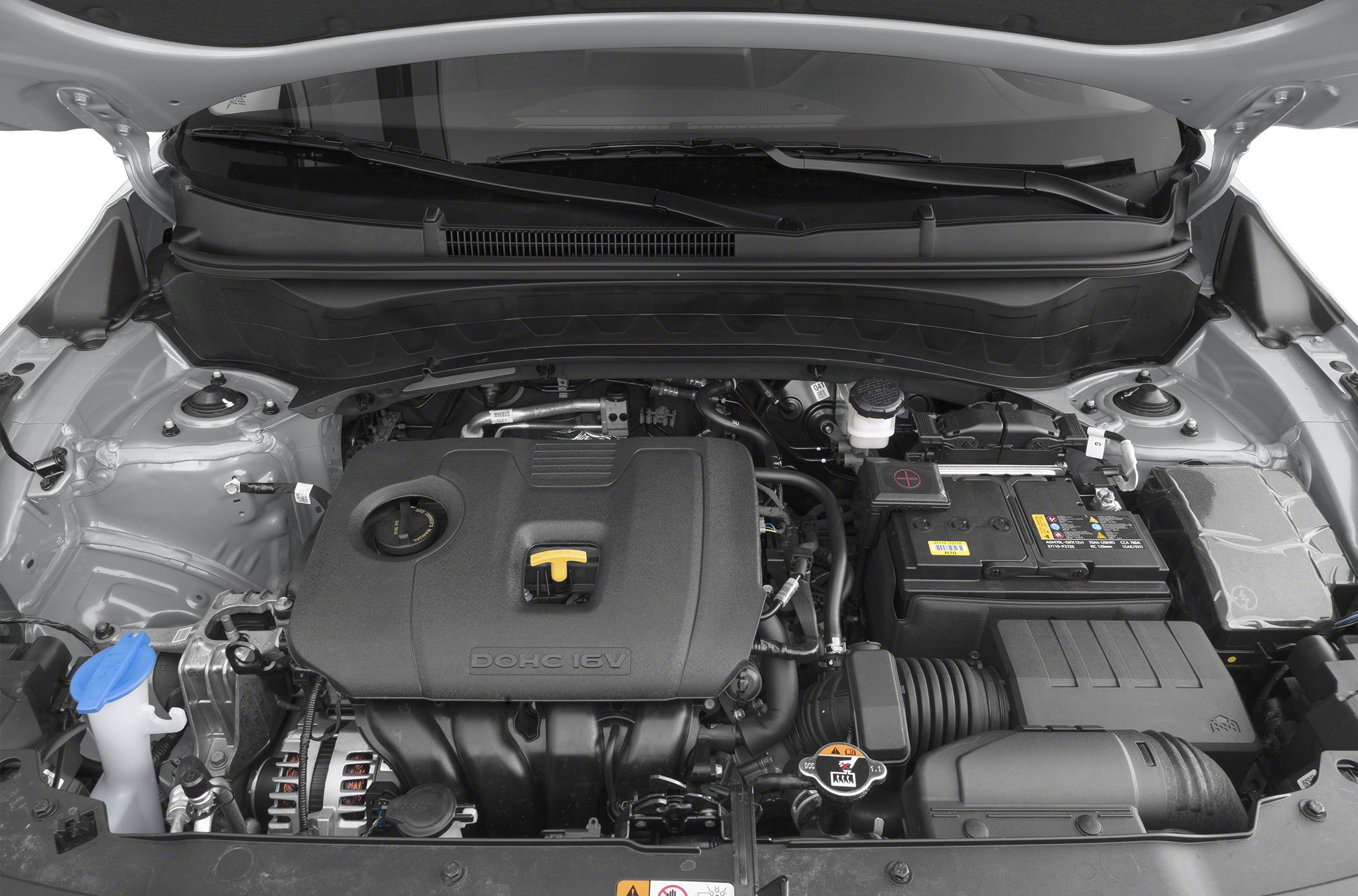 Engine bay with DOHC 16V engine and organized components