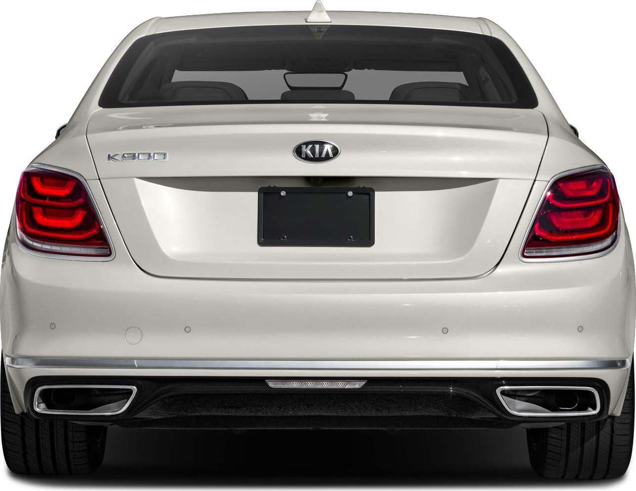 Rear view with LED tail lights and dual exhaust outlines.