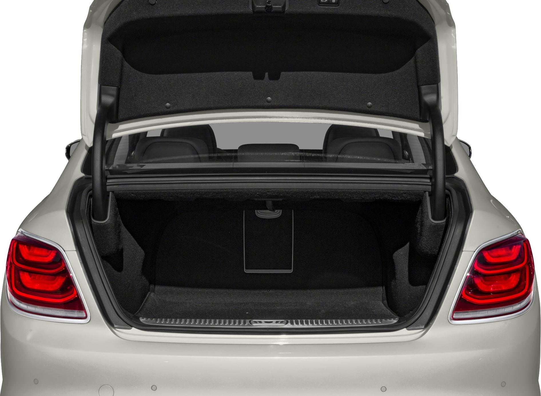 Spacious and well-finished trunk interior with rear taillights.