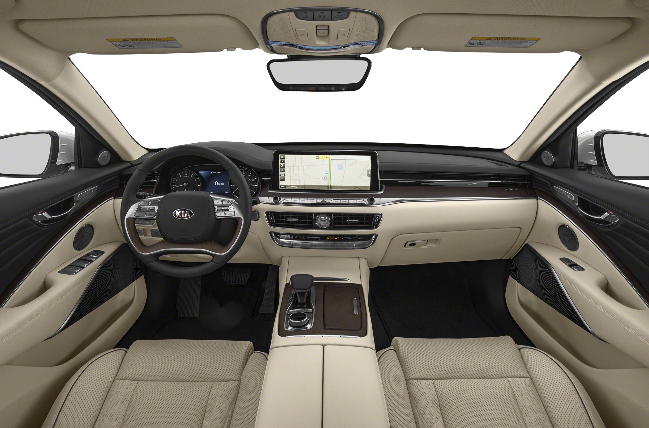 Luxury car interior with digital instrument cluster and widescreen infotainment