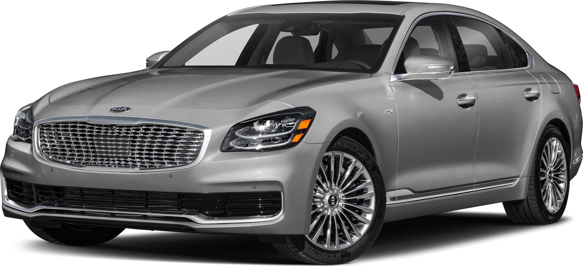 Front side view of silver luxury sedan with LED headlights and alloy wheels
