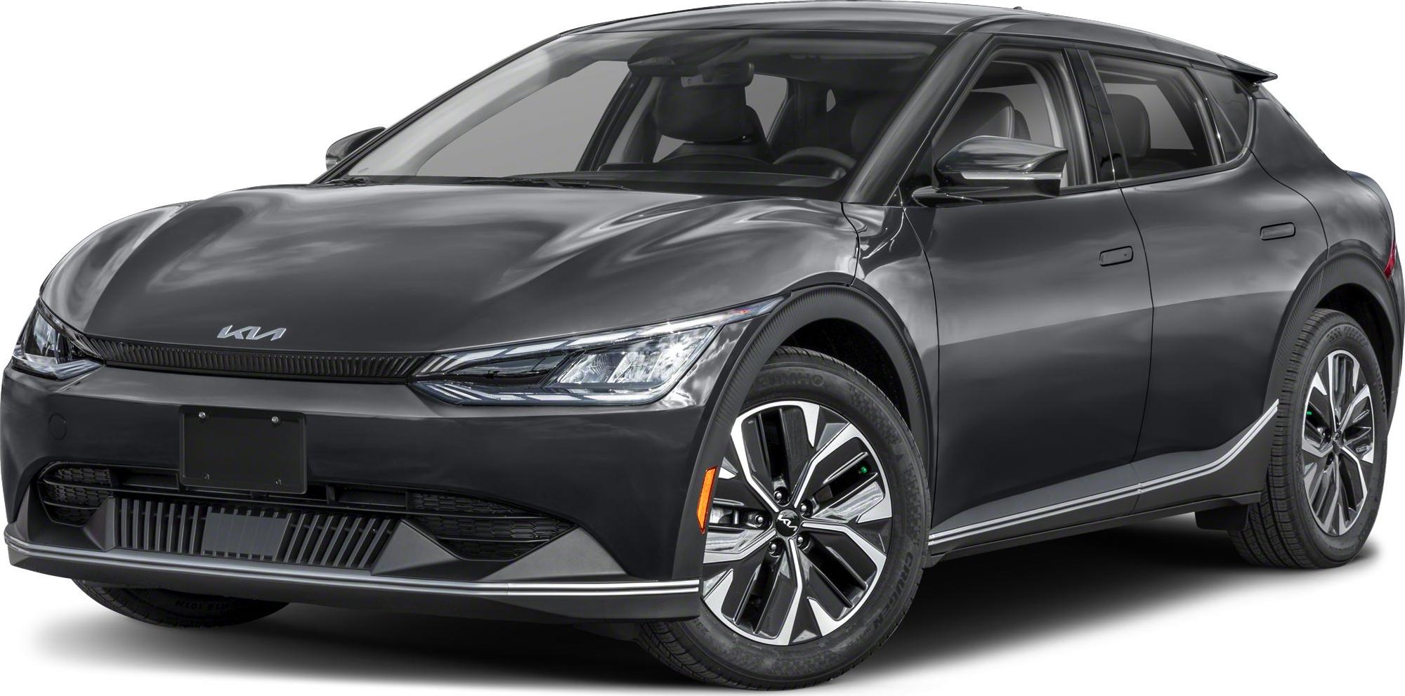 Front LED headlights and alloy wheels on sleek electric SUV